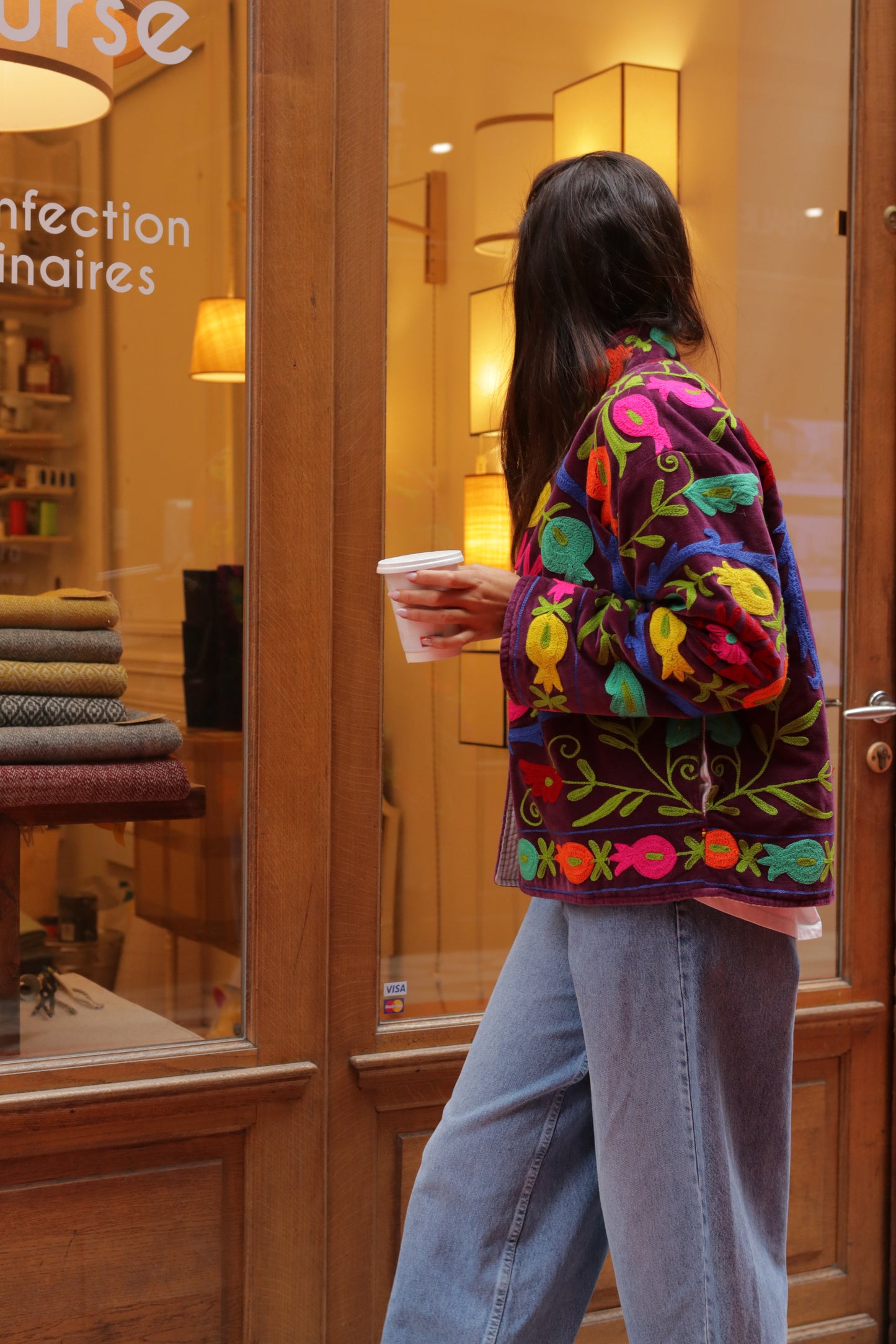 Veste Velours Brodé Jardin