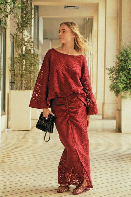 Blouse Dentelle Bordeaux
