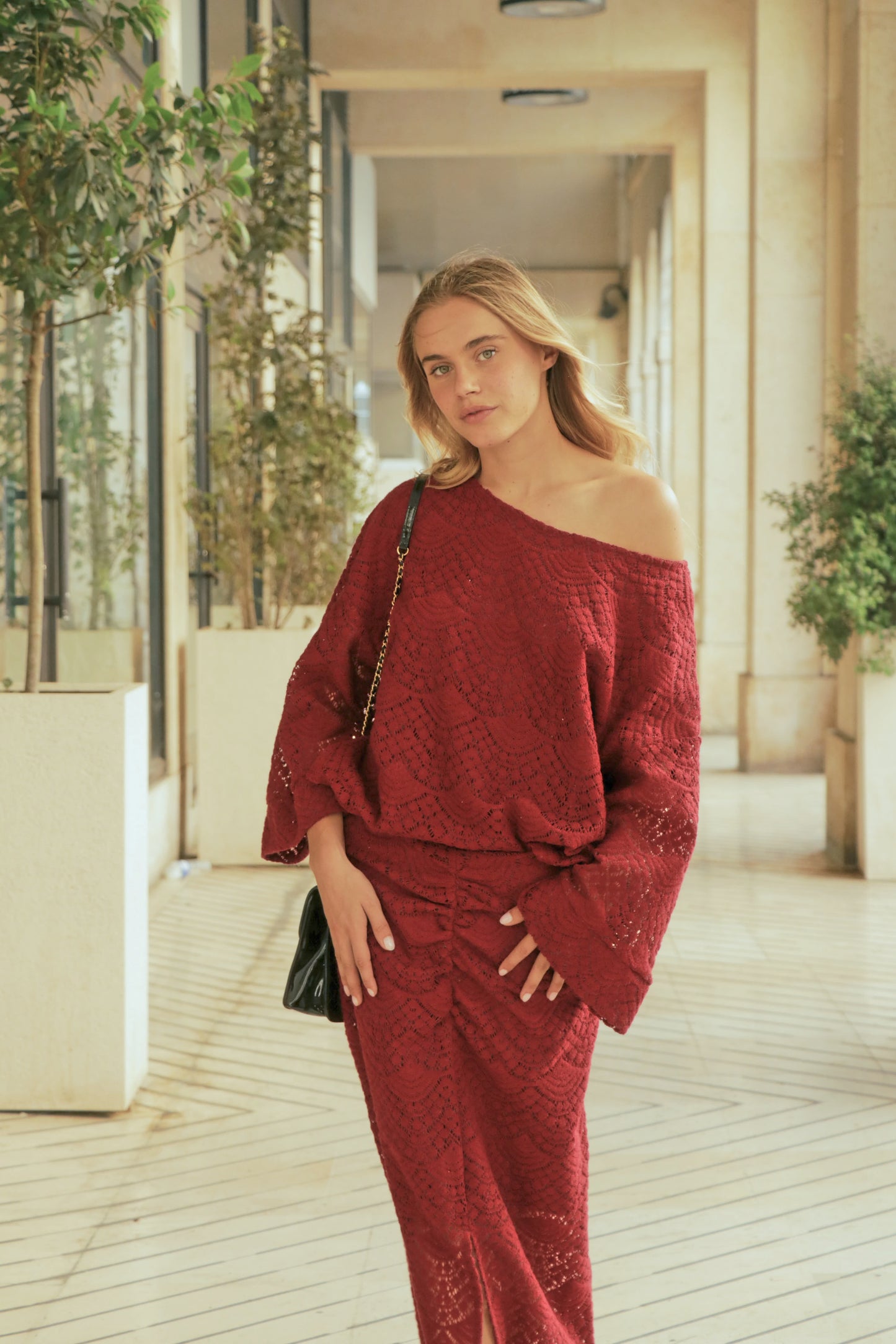 Blouse Dentelle Bordeaux
