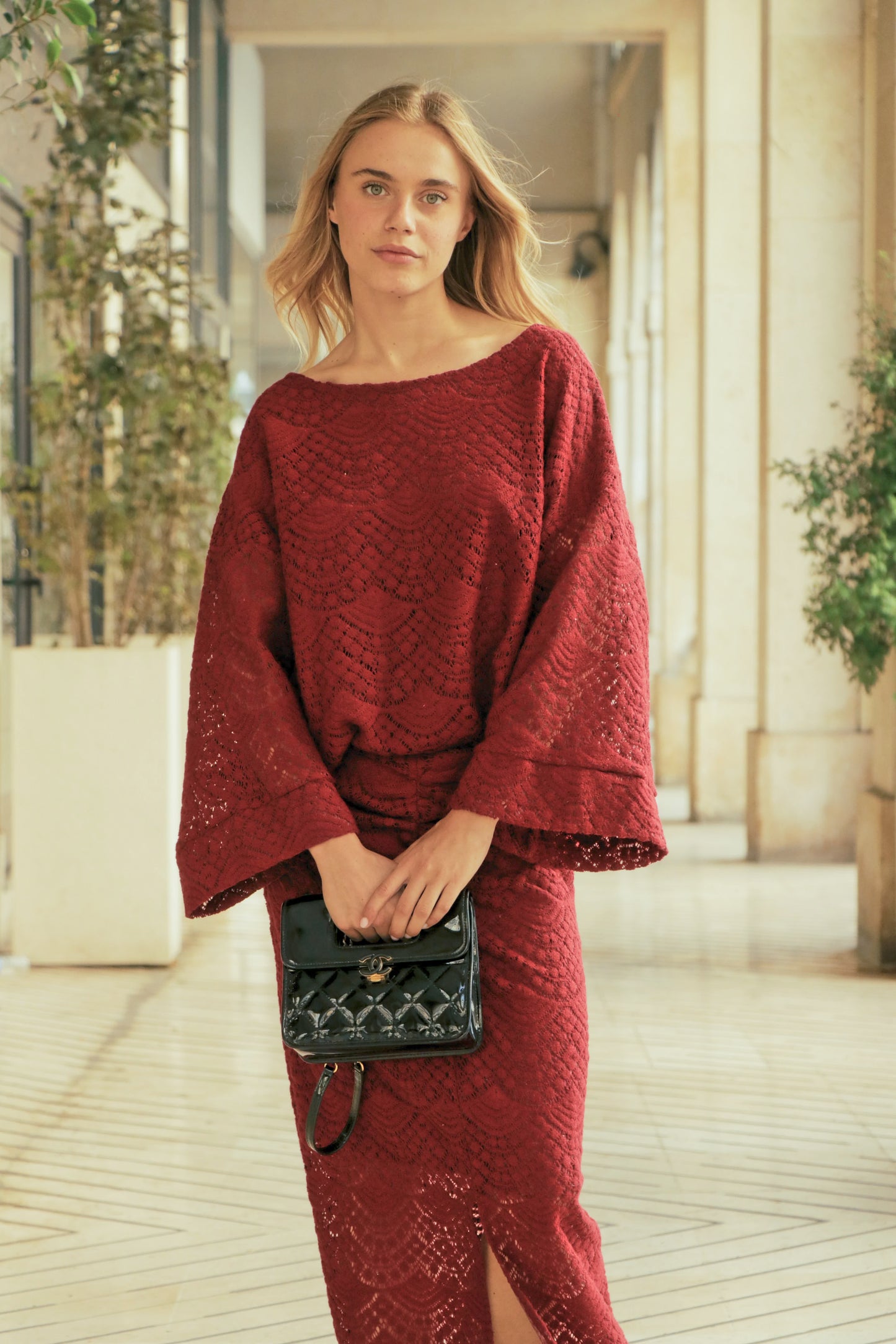 Blouse Dentelle Bordeaux
