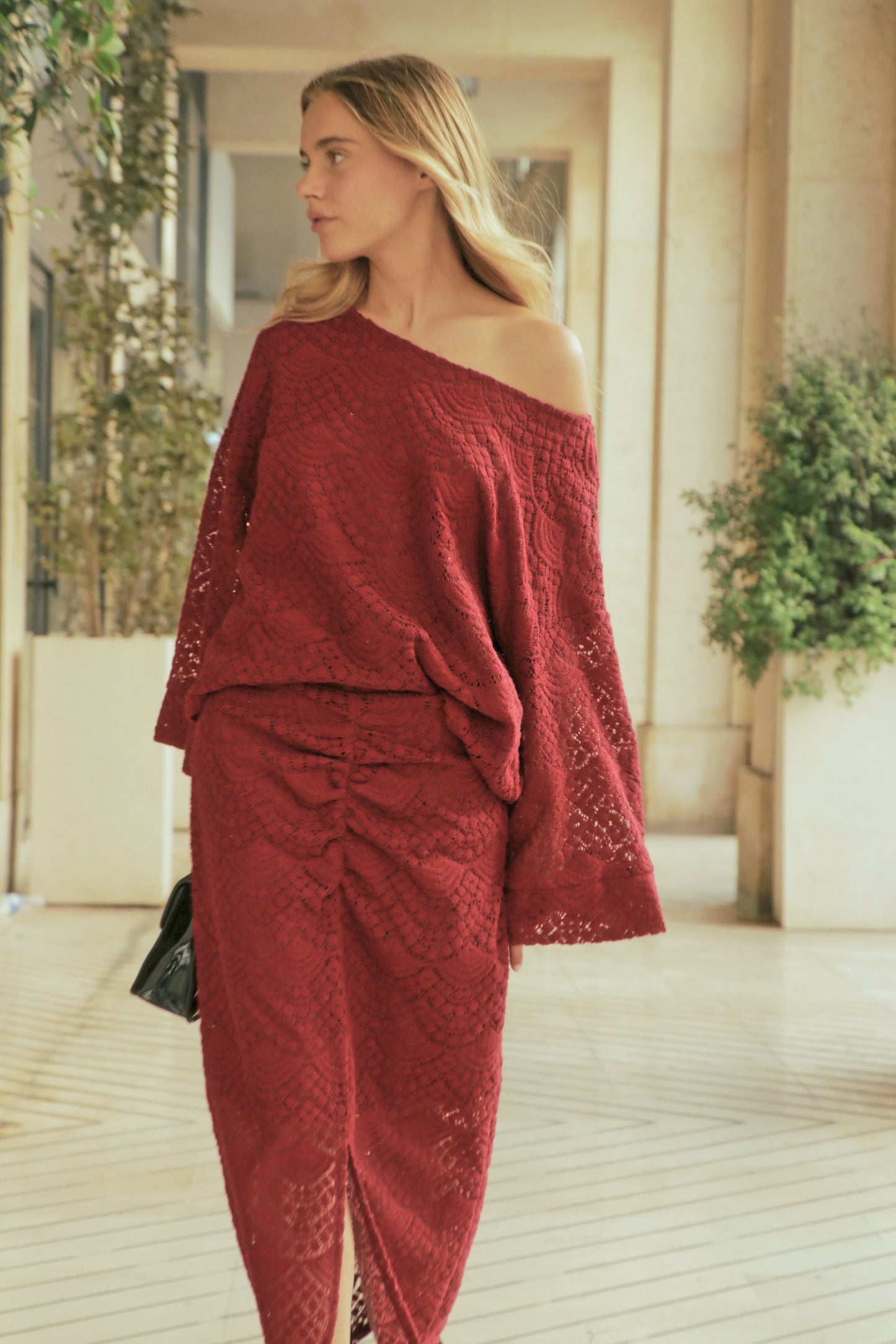 Blouse Dentelle Bordeaux