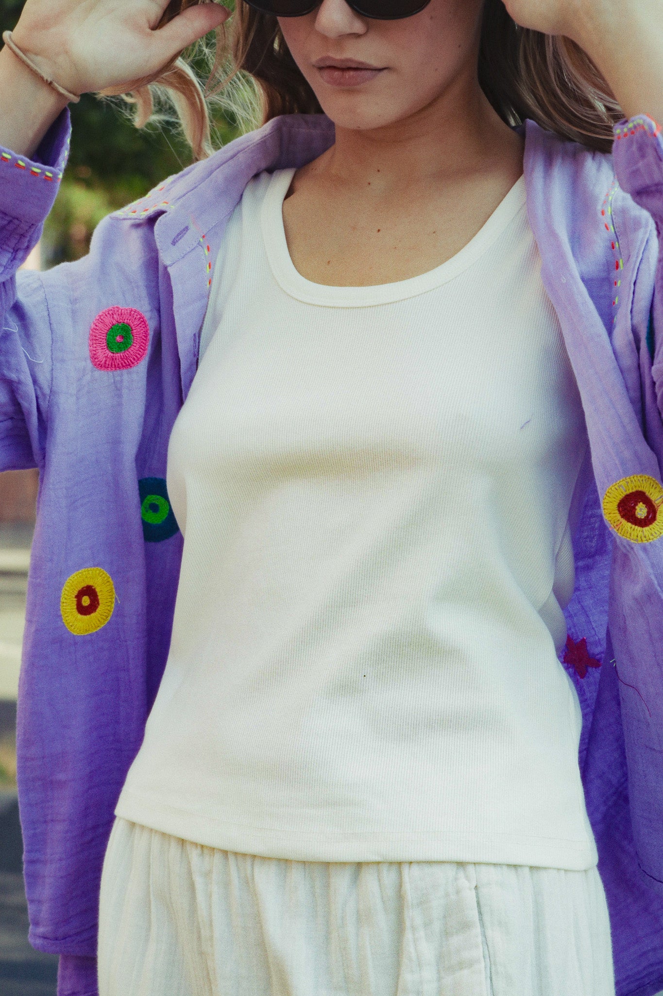 Chemise Lilas Brodée