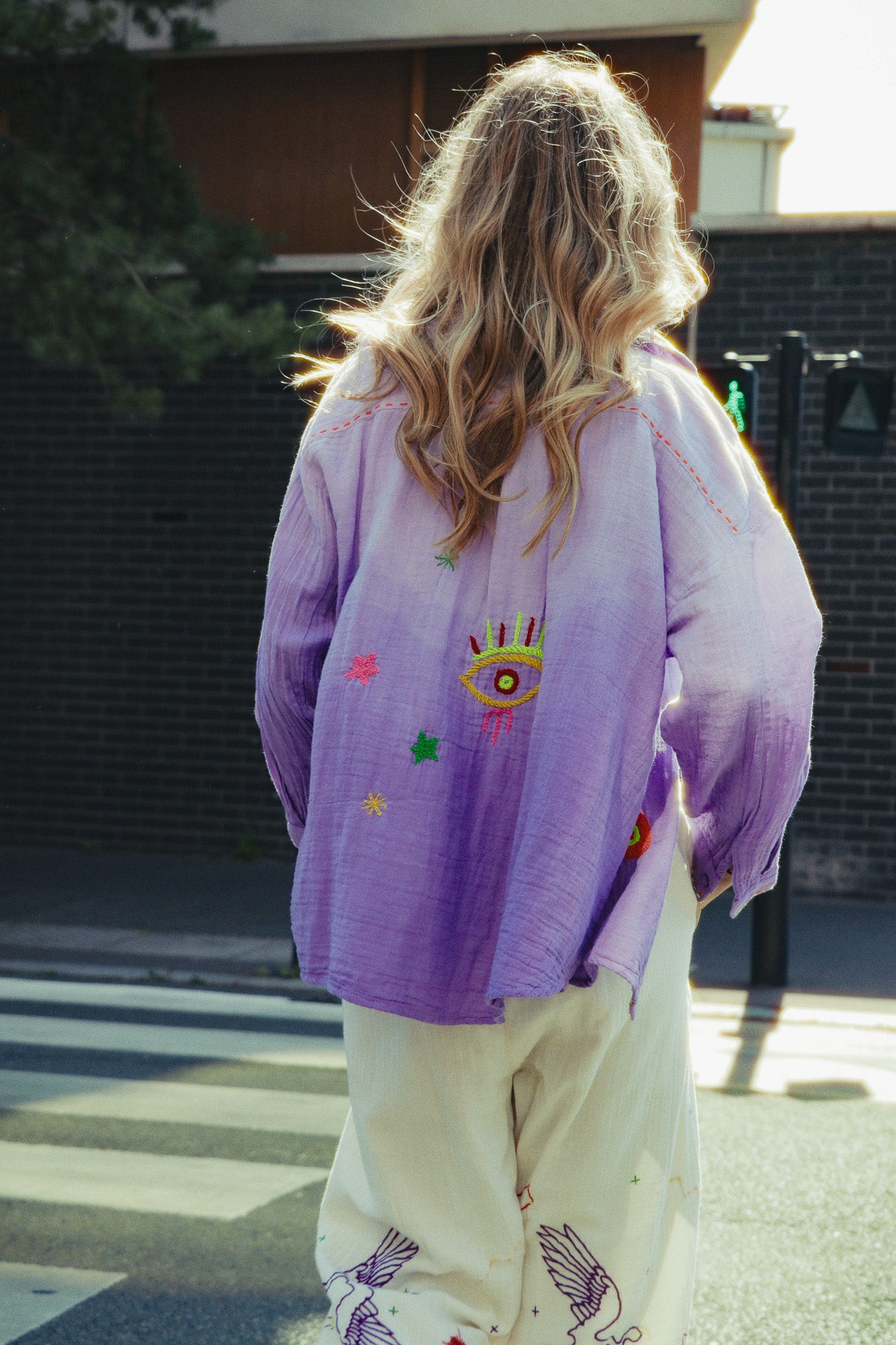Chemise Lilas Brodée