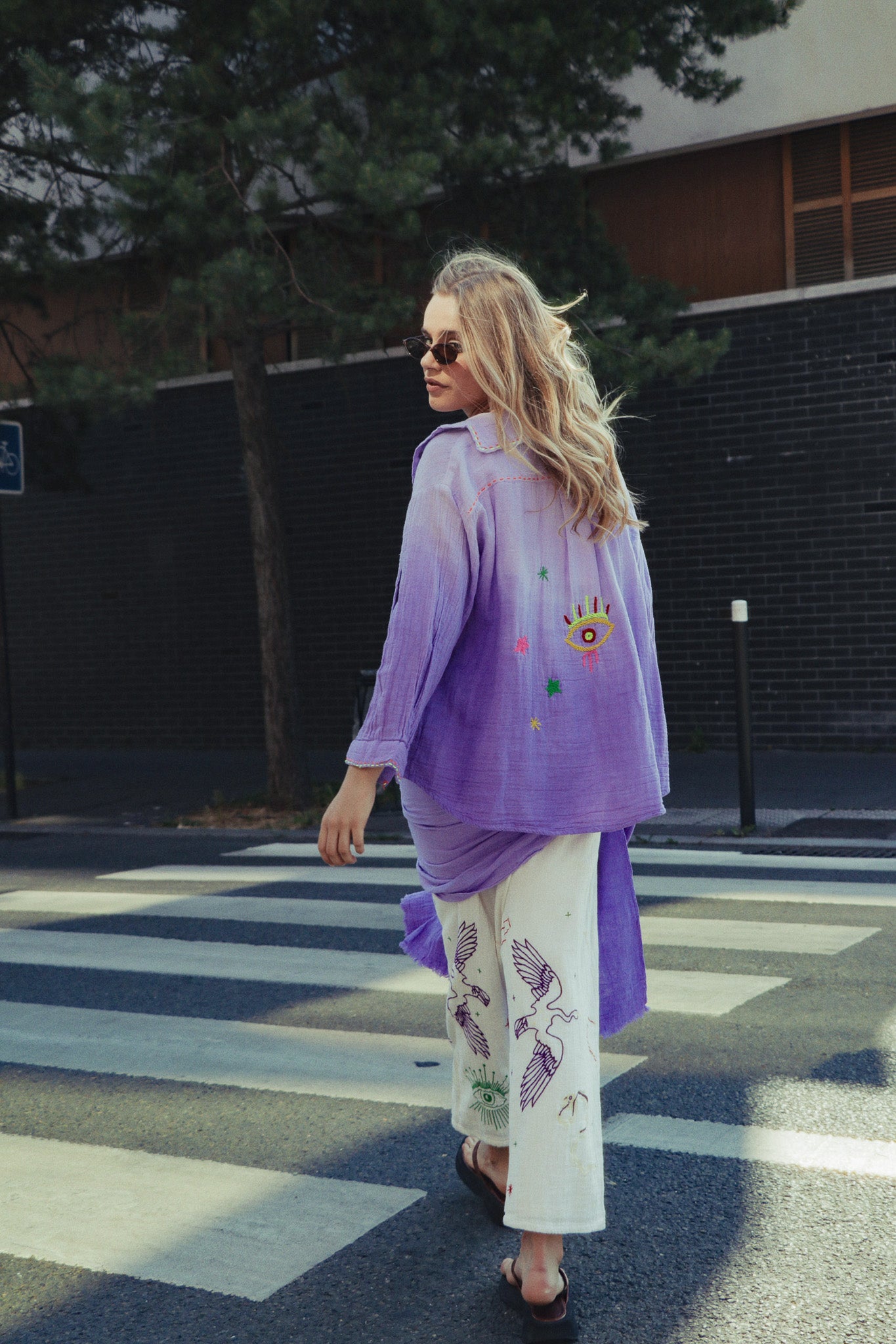 Chemise Lilas Brodée