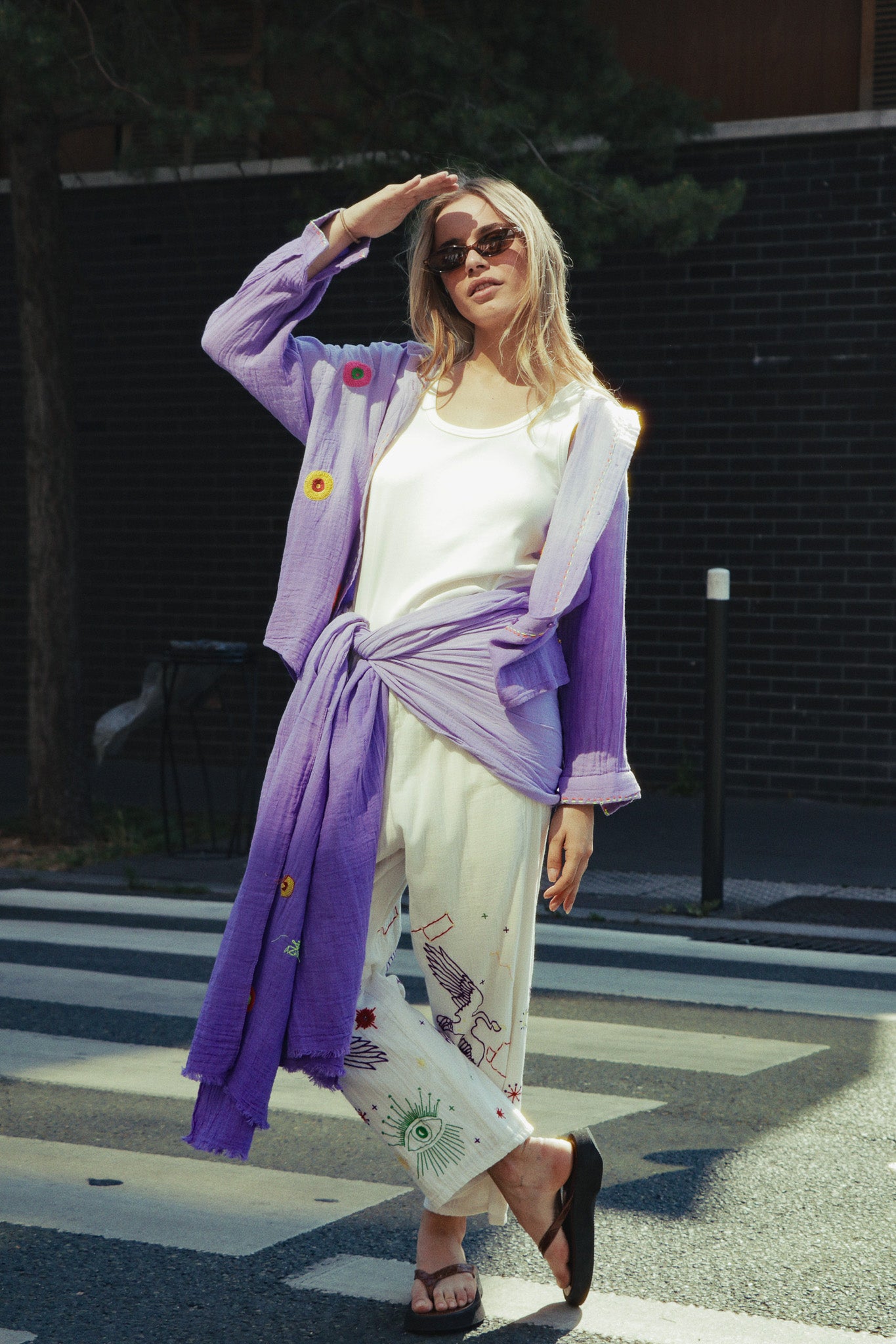 Chemise Lilas Brodée