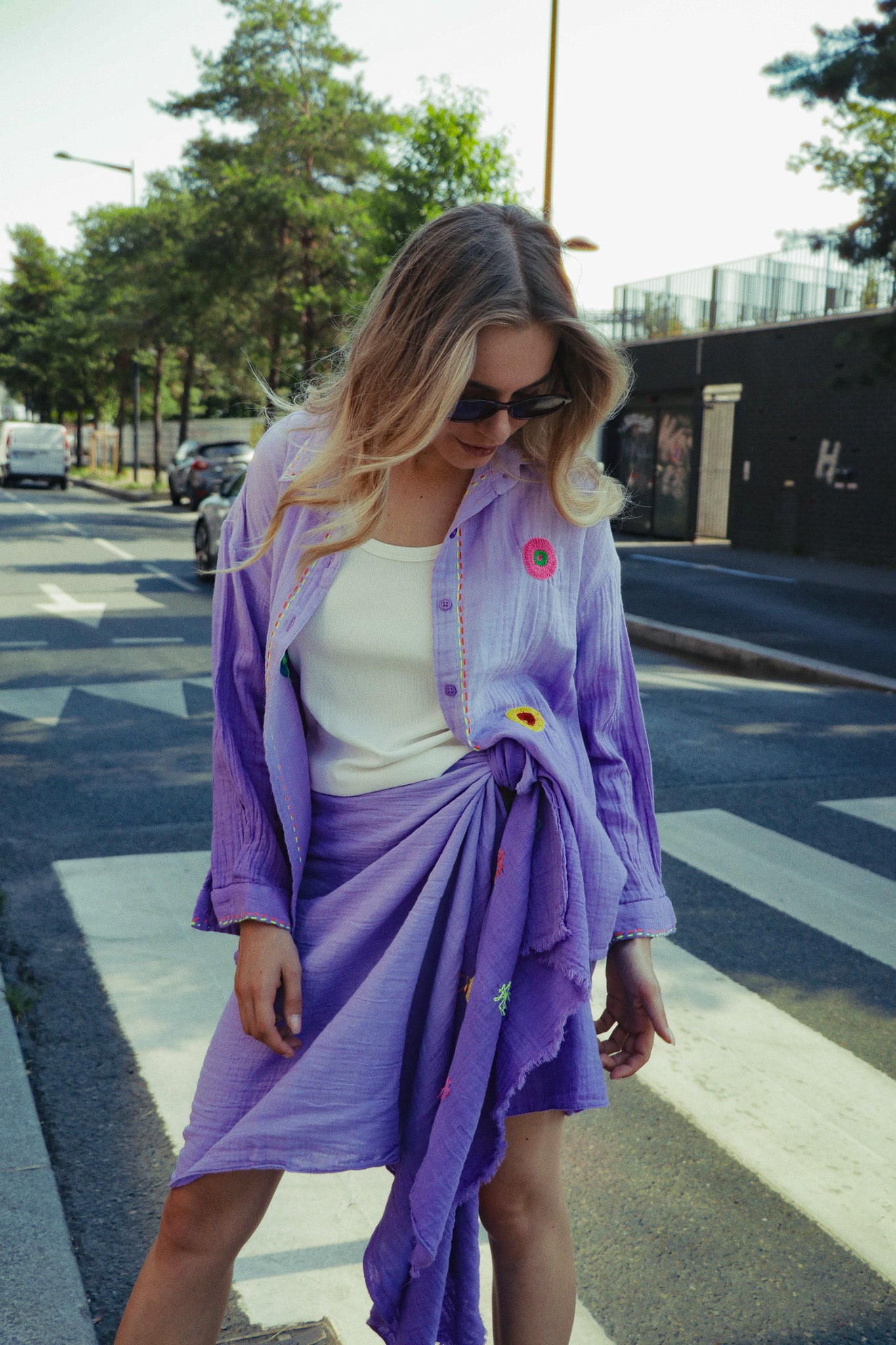 Chemise Lilas Brodée
