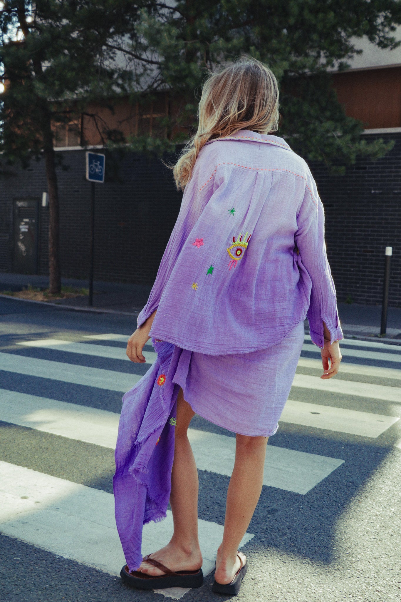 Chemise Lilas Brodée