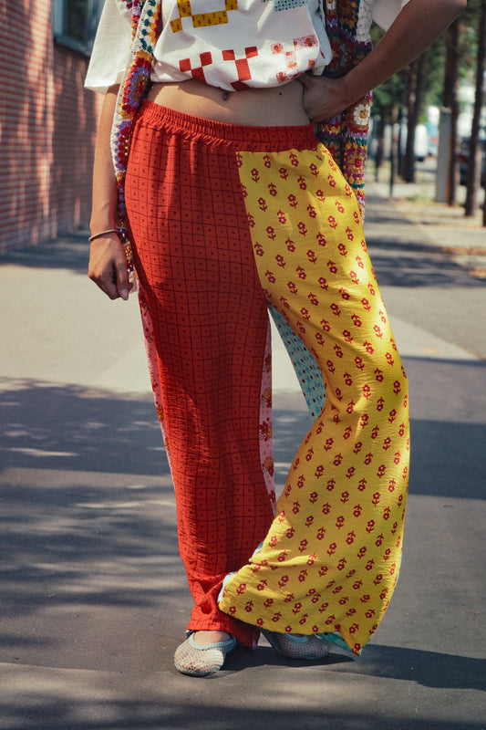 Pantalon Patchwork Fleur