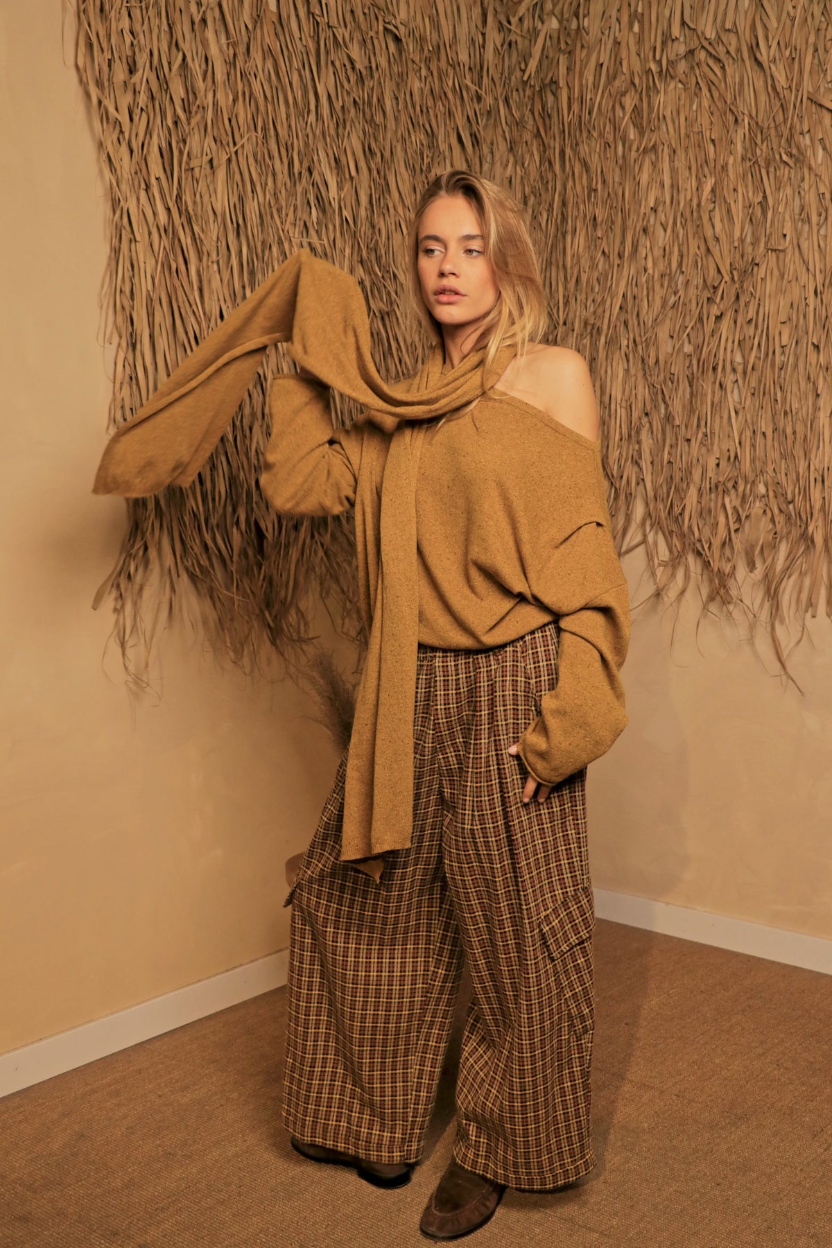 Pantalon Cargo Caramel Check