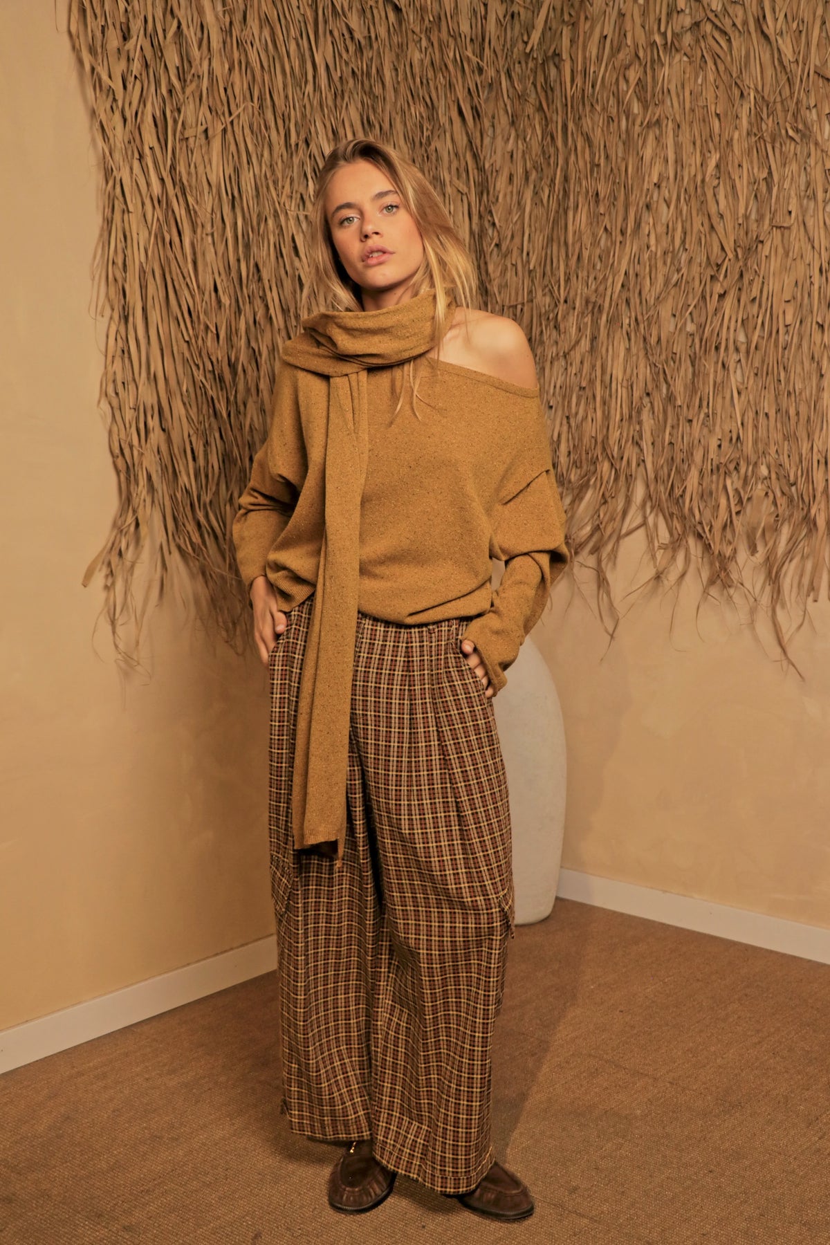 Pantalon Cargo Caramel Check