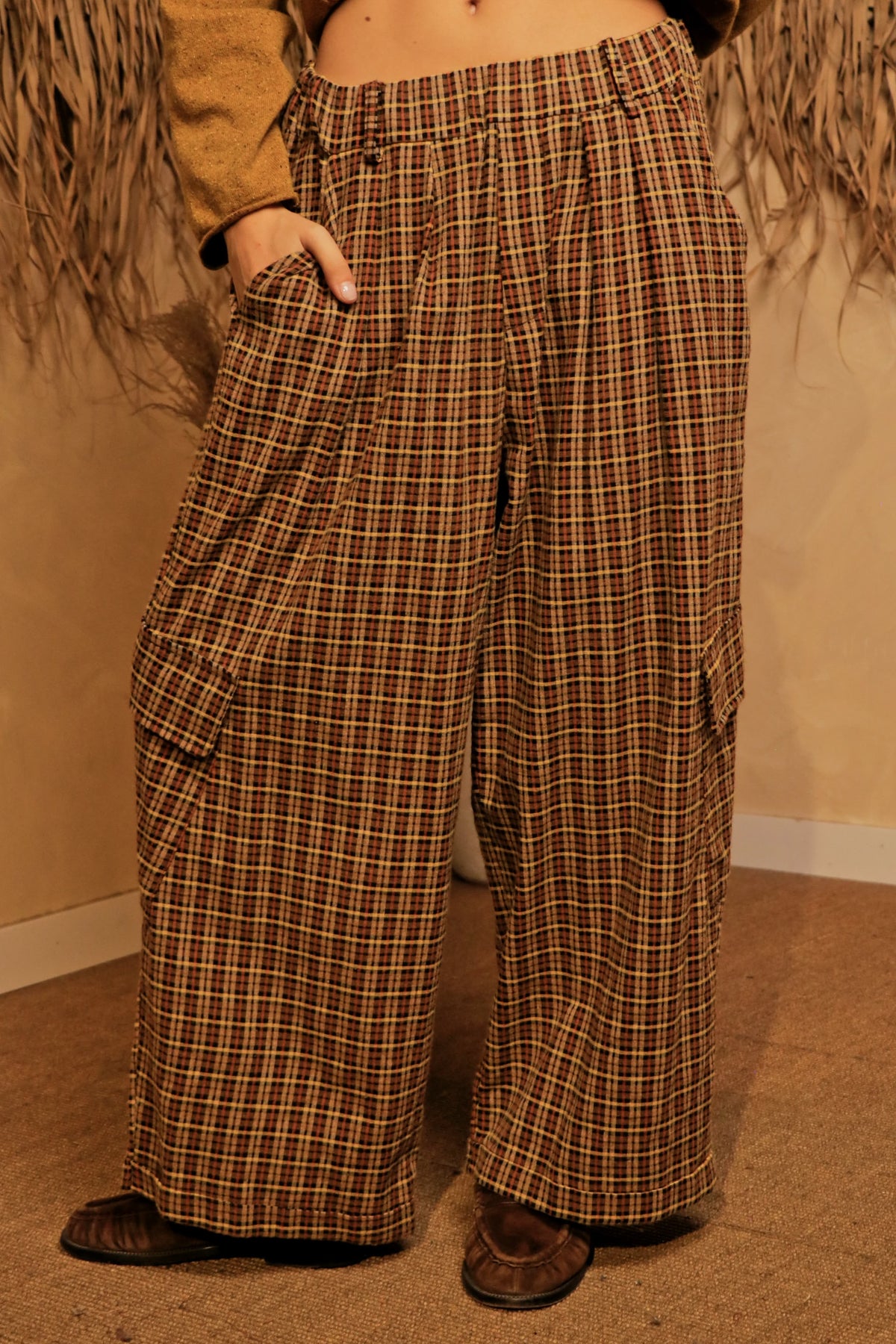 Pantalon Cargo Caramel Check
