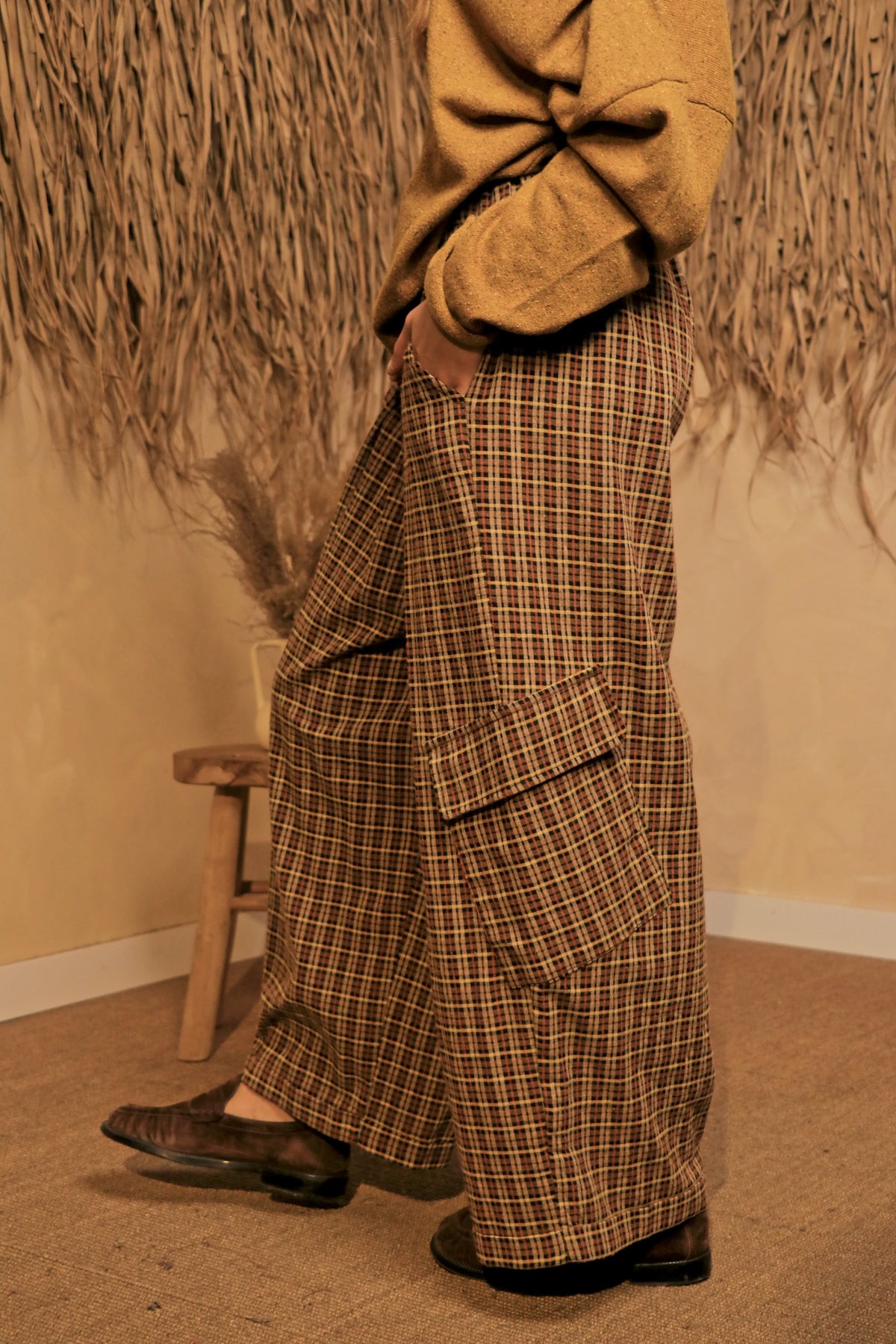 Pantalon Cargo Caramel Check