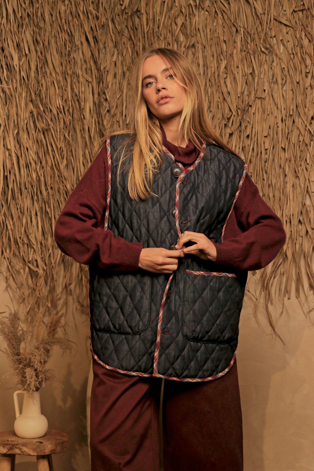 Gilet Denim Tartan