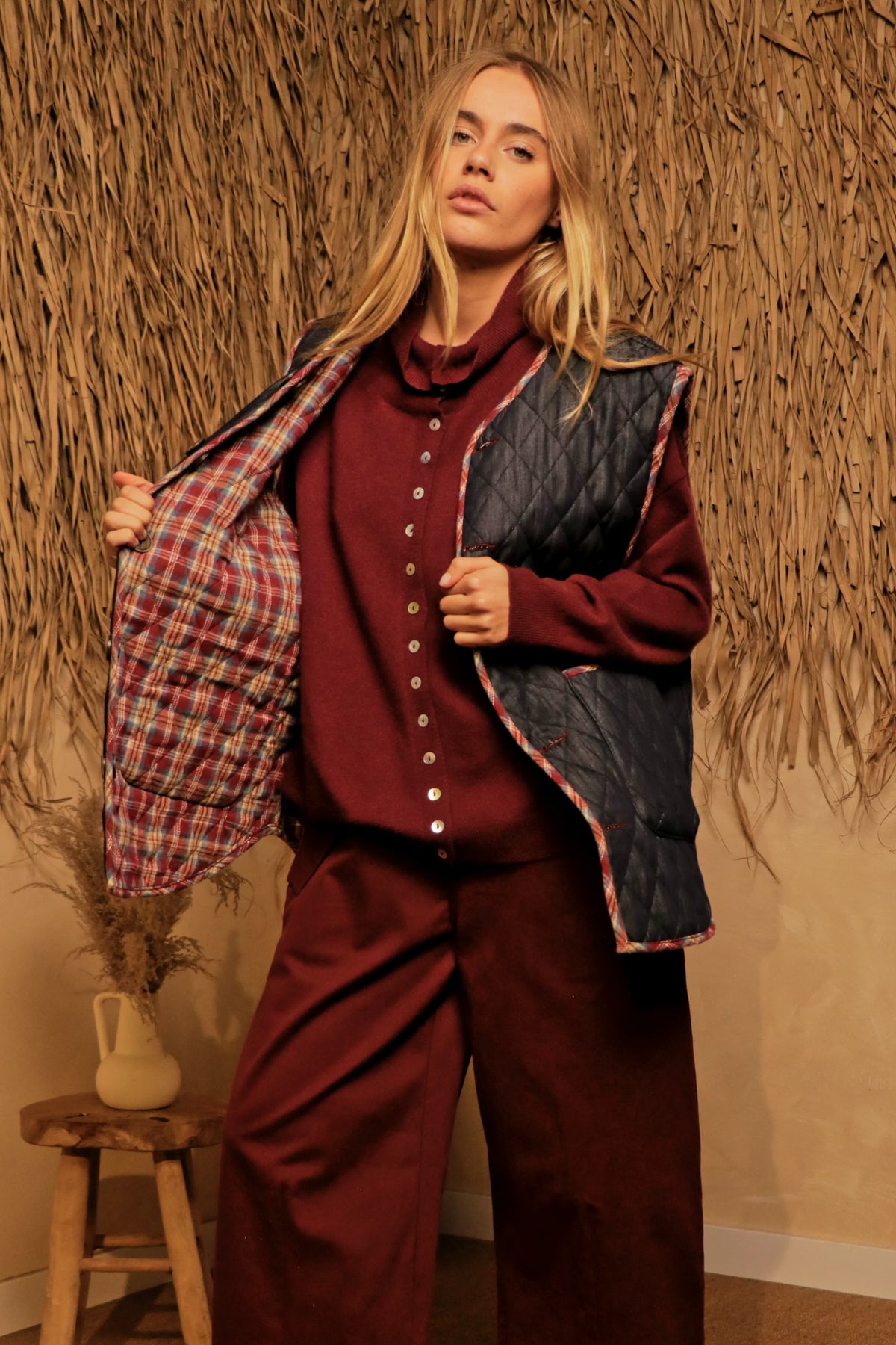 Gilet Denim Tartan