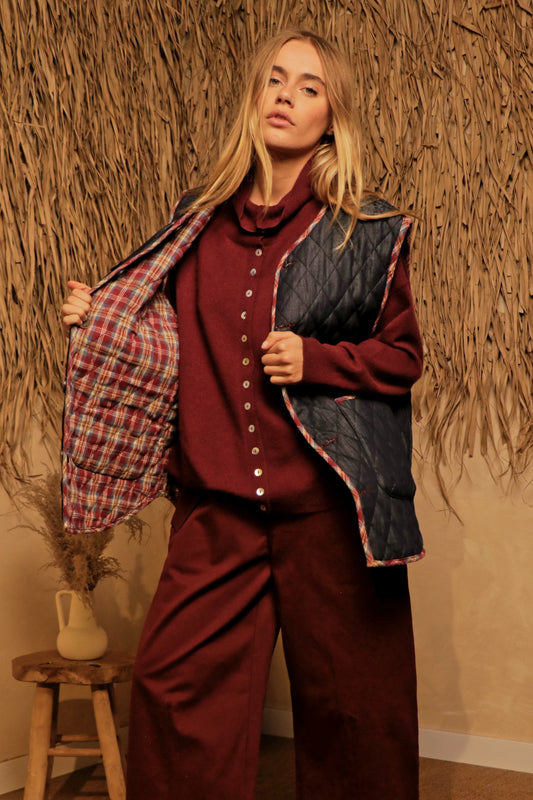 Gilet Denim Tartan