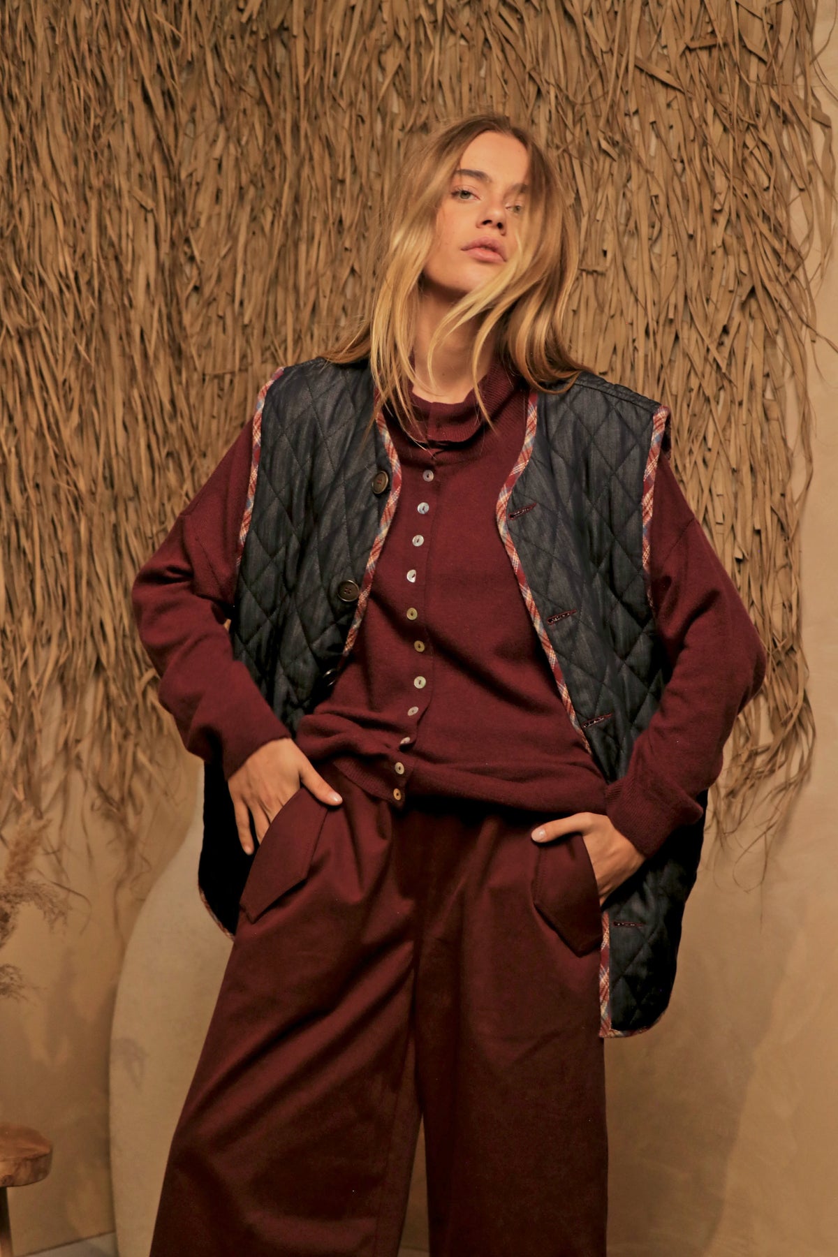 Gilet Denim Tartan