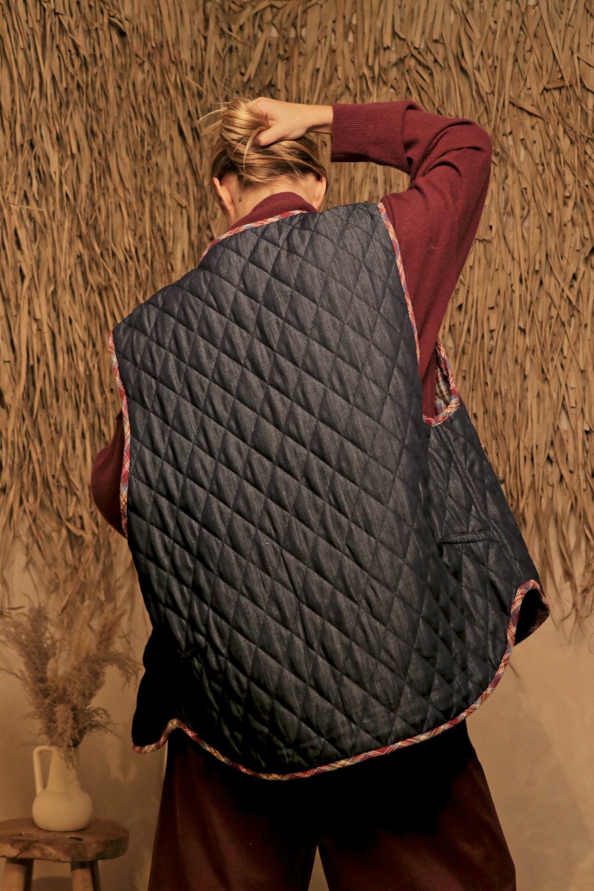 Gilet Denim Tartan