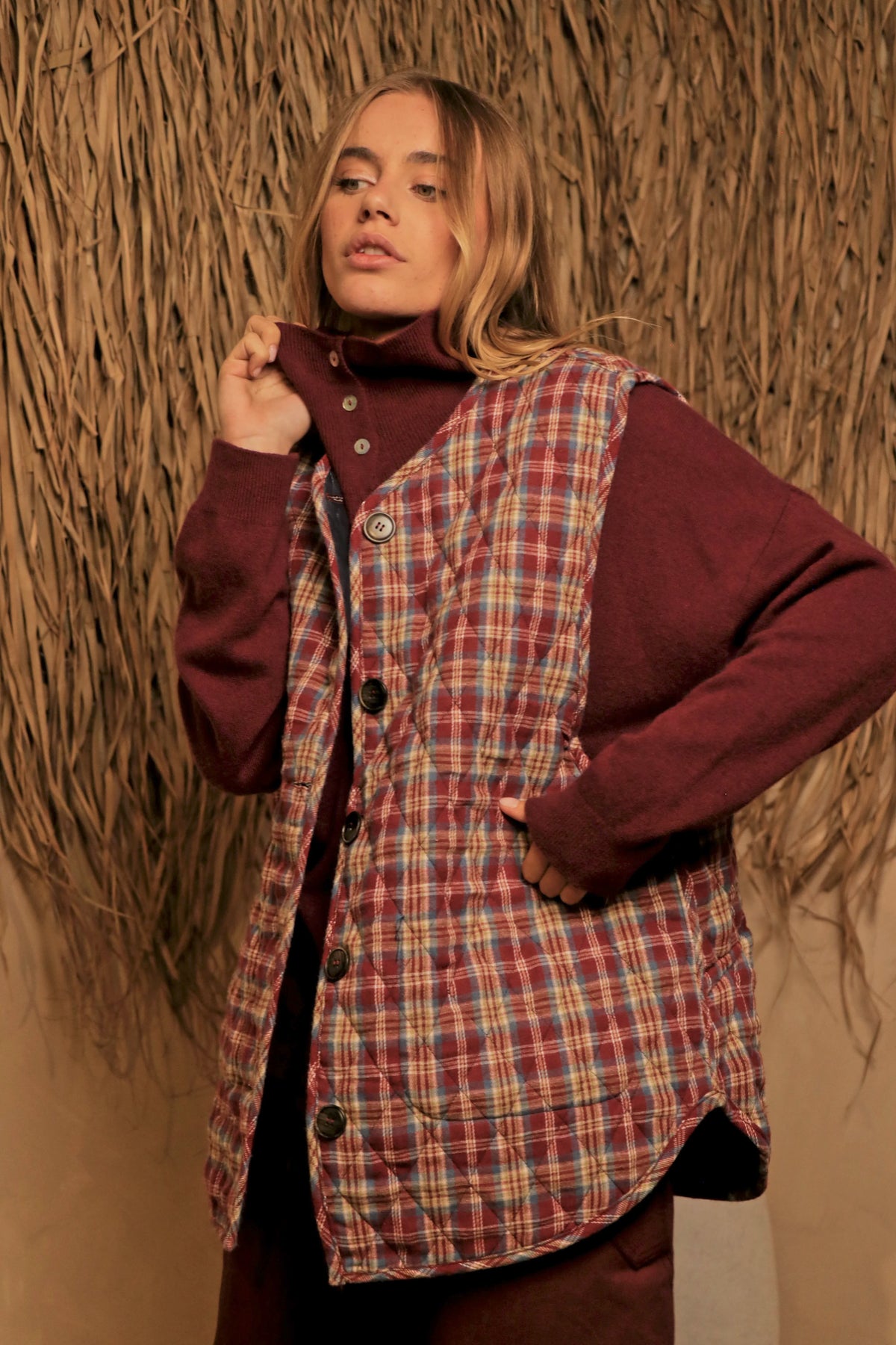 Gilet Denim Tartan