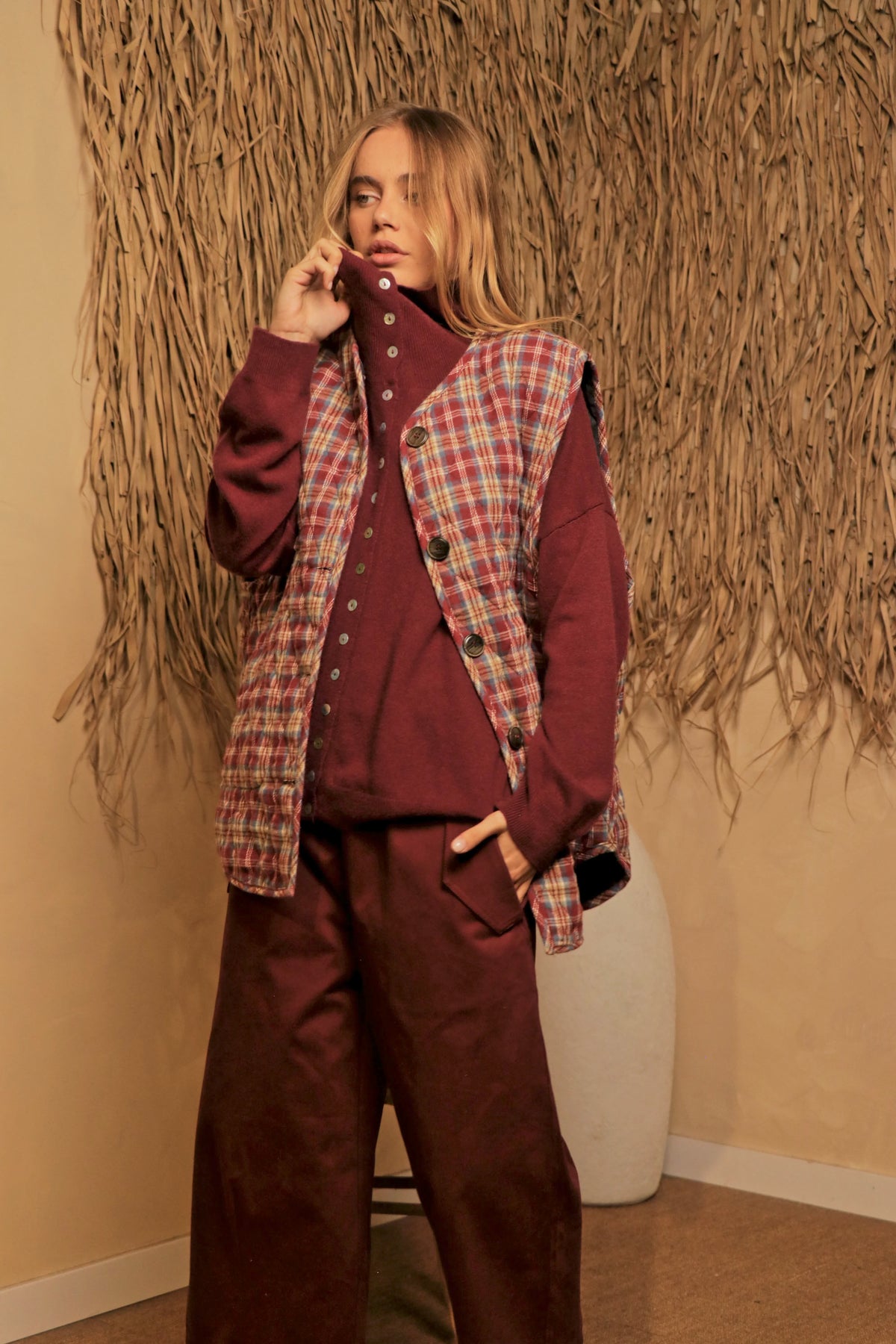 Gilet Denim Tartan