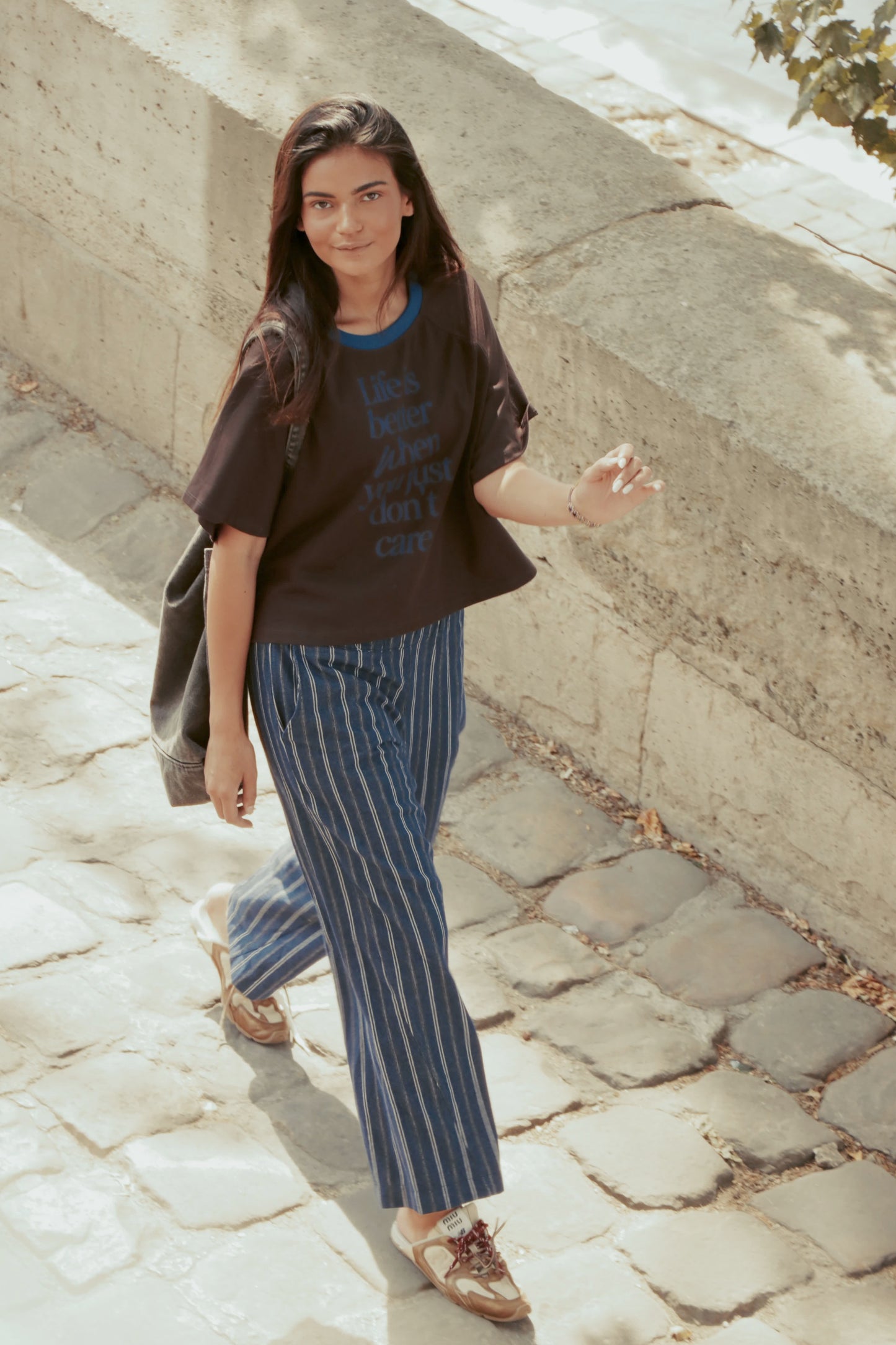 Pantalon Rayé Blu