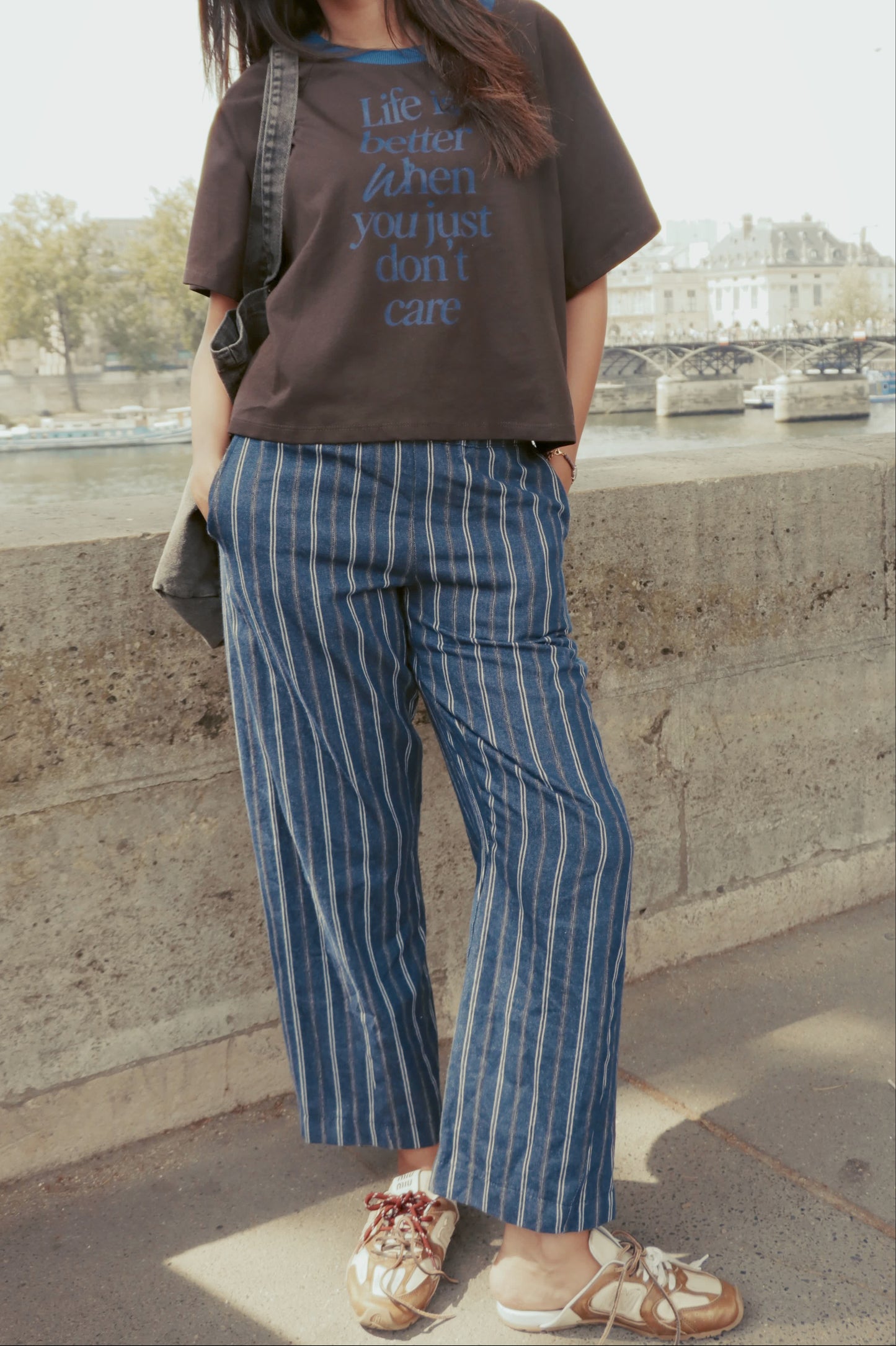 Pantalon Rayé Blu