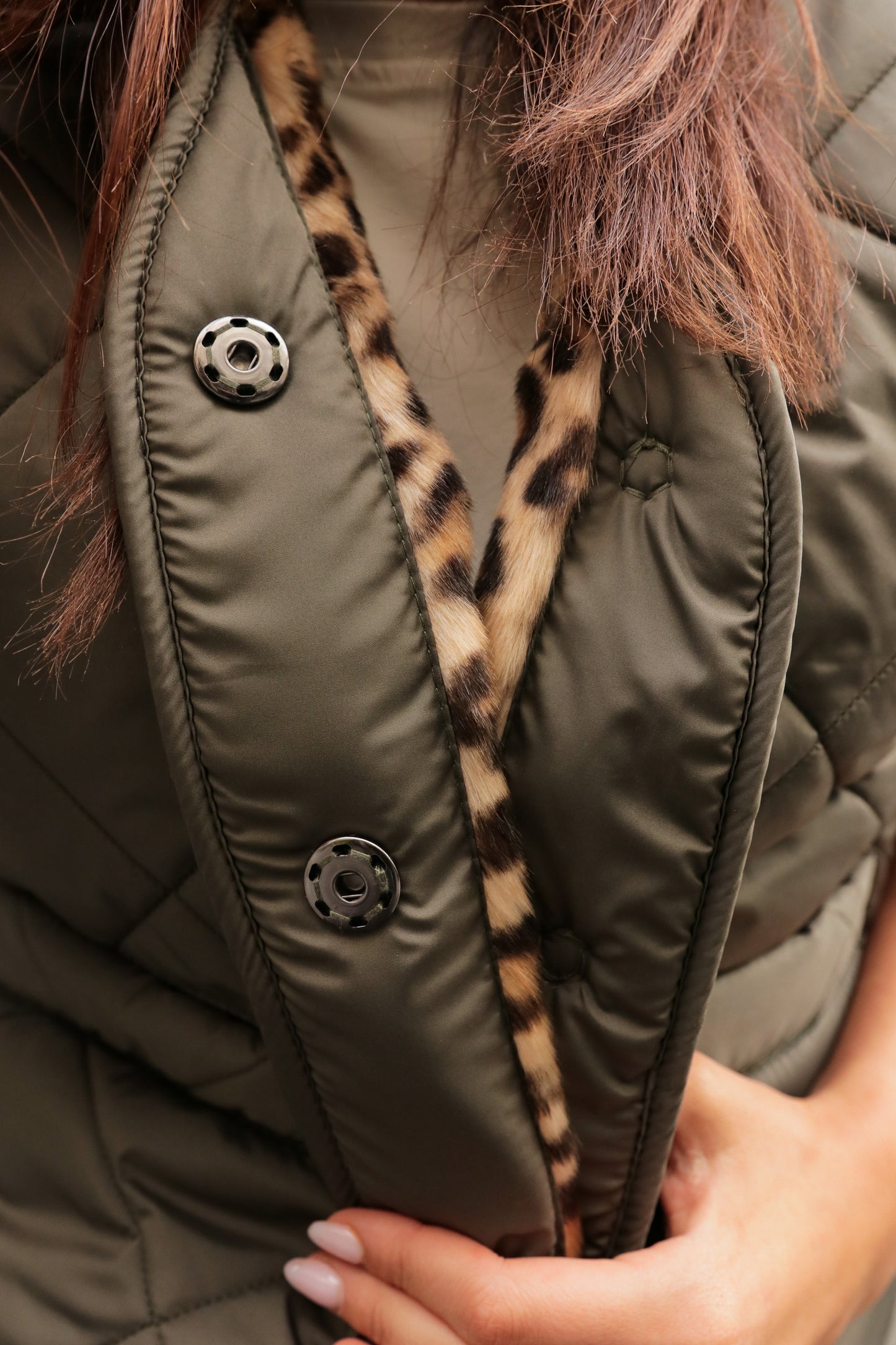 Gilet Réversible Duo Douceur Kaki