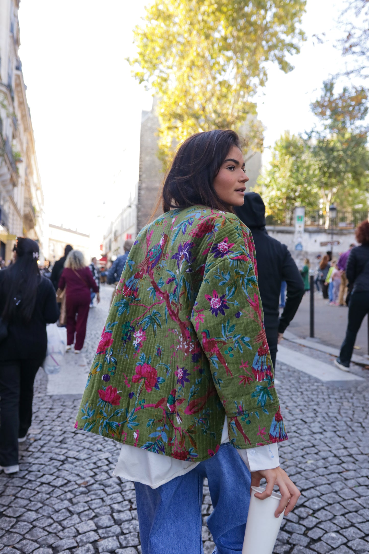 Veste matelassée en velour Green Garden