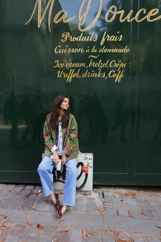 Veste matelassée en velour Green Garden