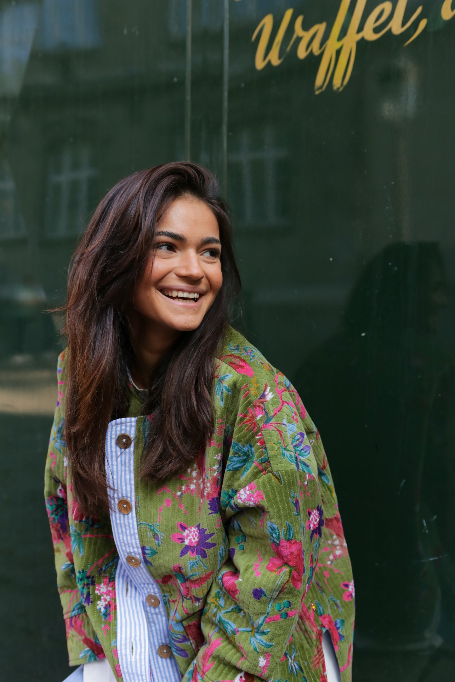 Veste matelassée en velour Green Garden