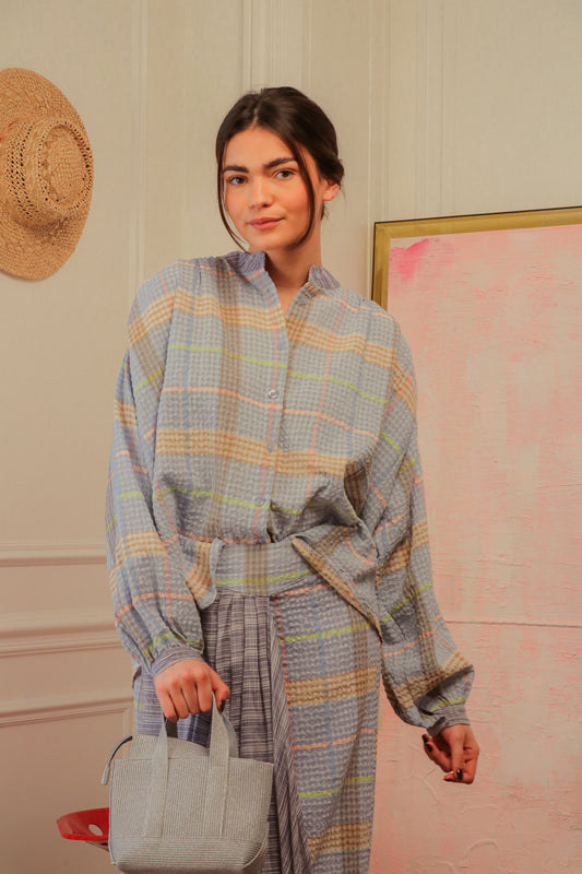 Chemise Gaufrée Bleu