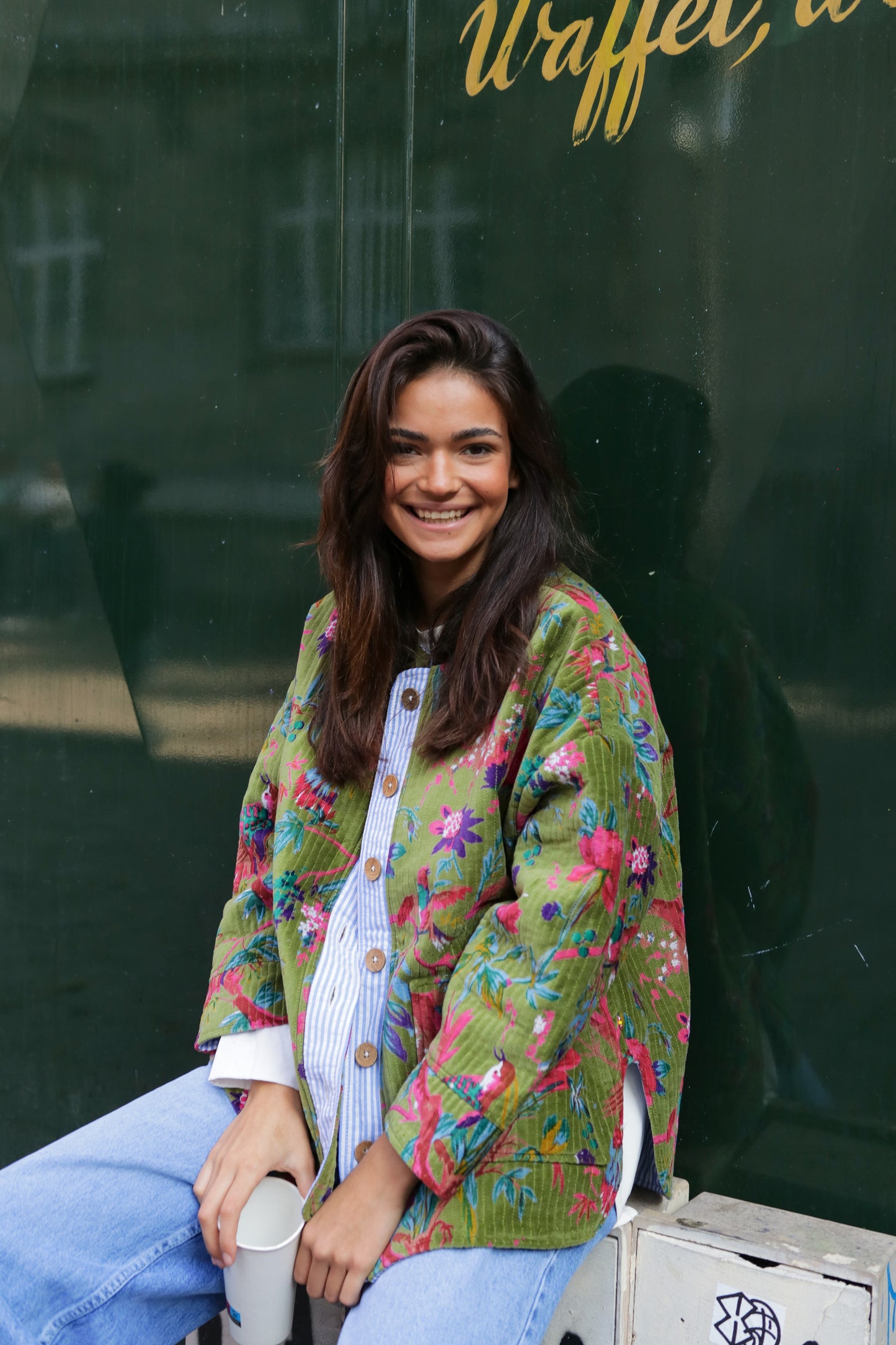 Veste matelassée en velour Green Garden