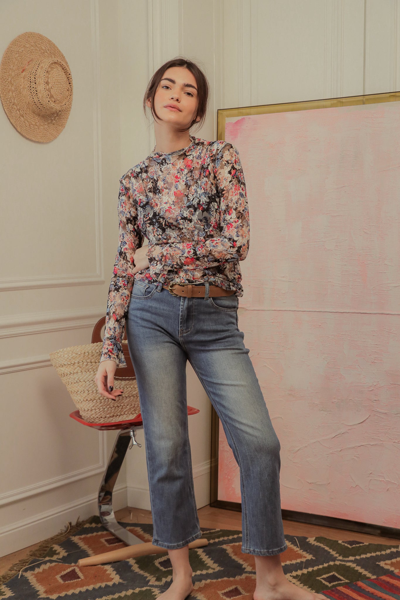 Top Fleurs Noir