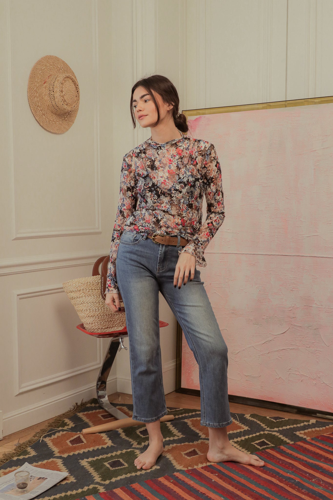 Top Fleurs Noir