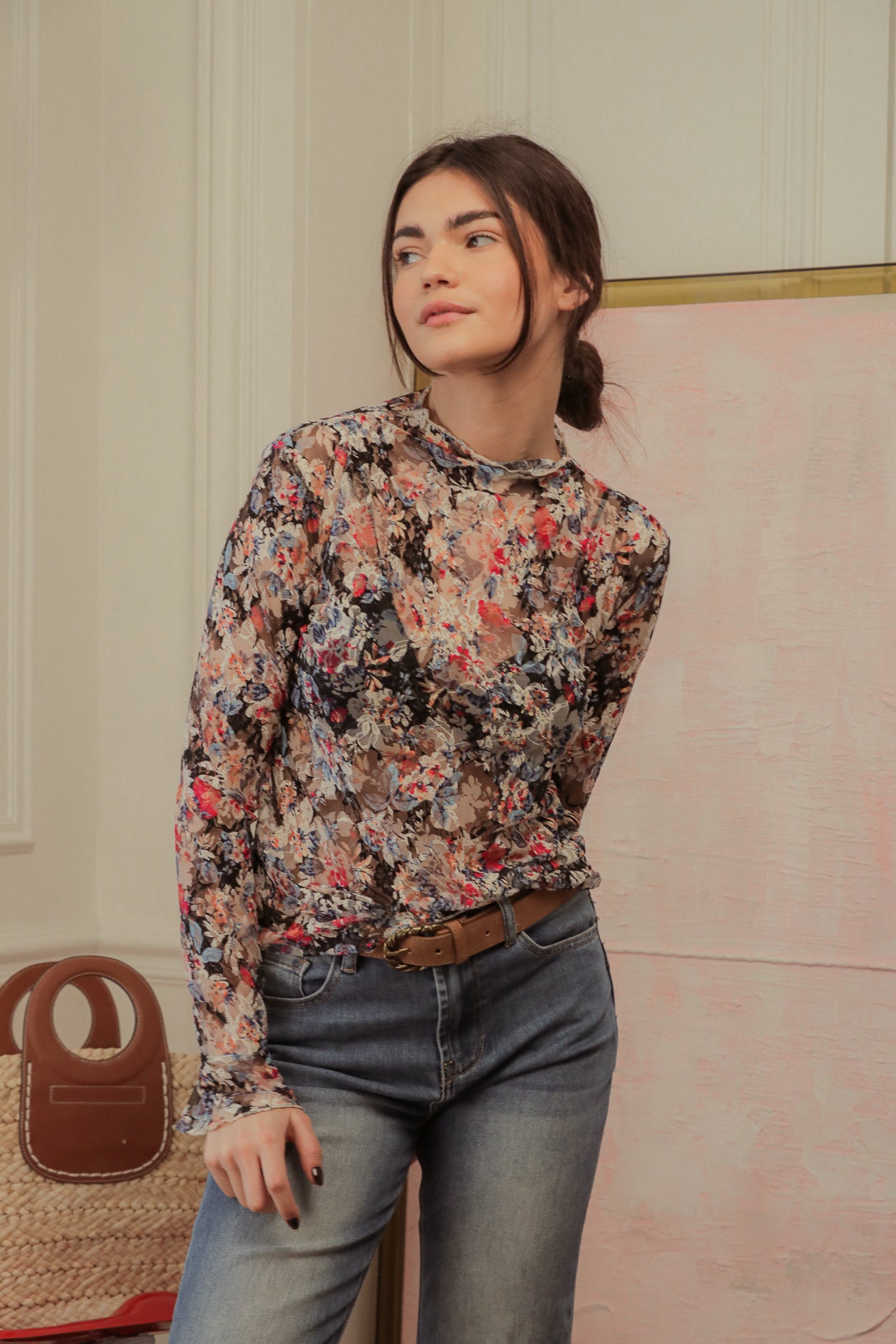Top Fleurs Noir