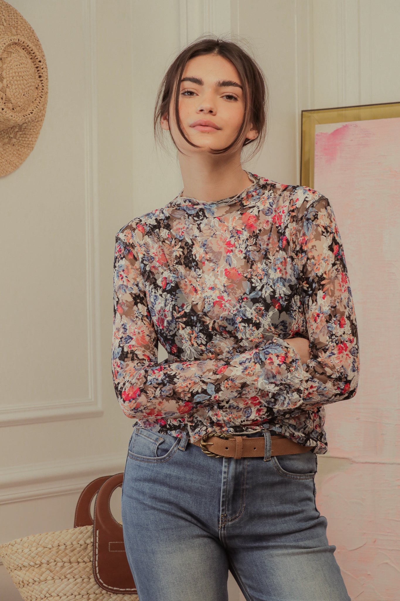 Top Fleurs Noir