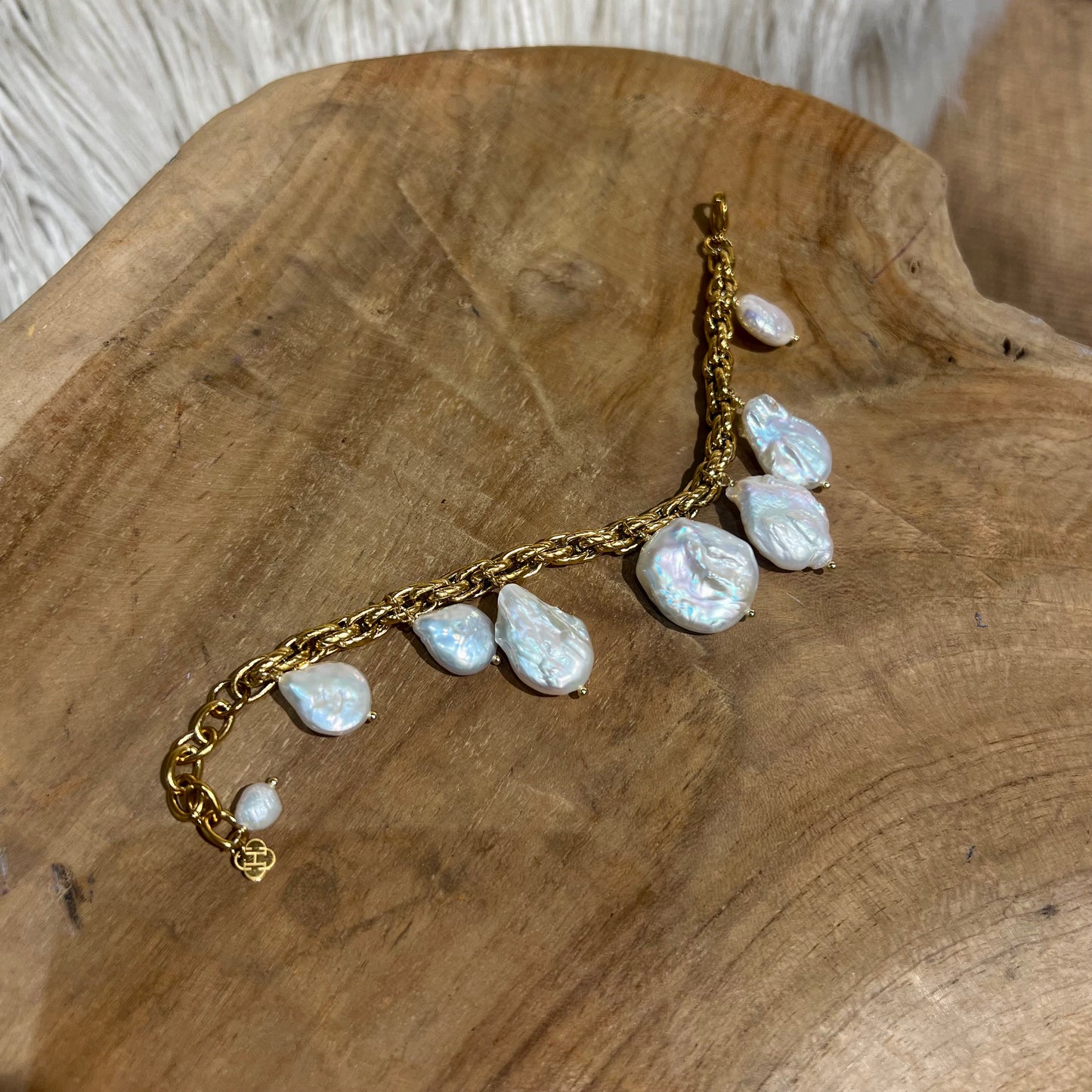 Bracelet Perles Baroques Dorées