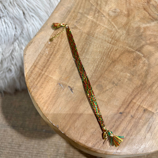 Bracelet Cordon Pompon Jungle