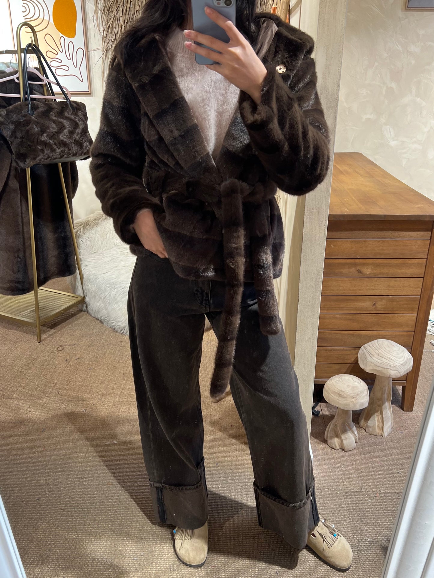 Veste en fausse fourrure "Espresso"