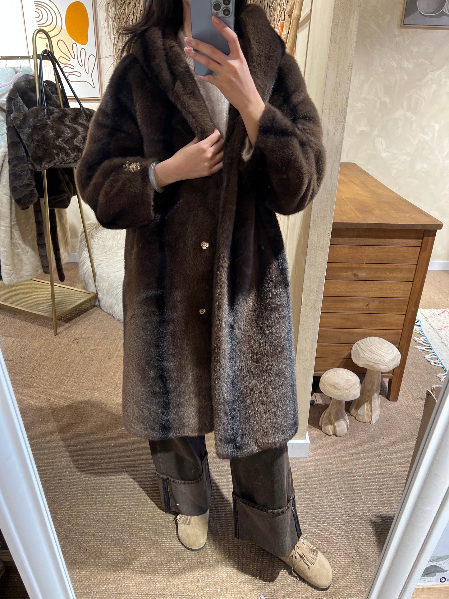 Veste longue en fausse fourrure "Grace"