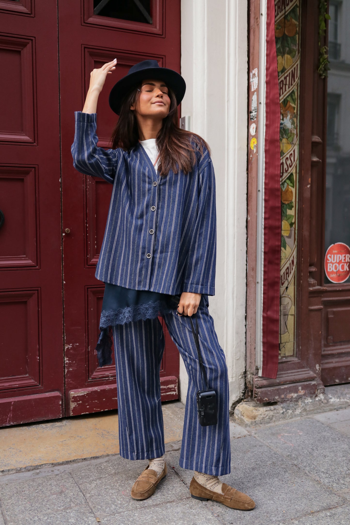 Pantalon Rayures Indigo