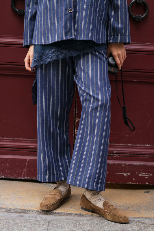 Pantalon Rayures Indigo