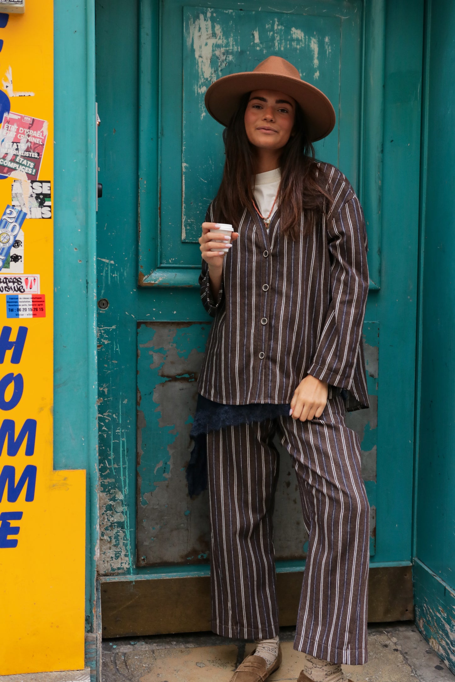 Chemise Rayures Café