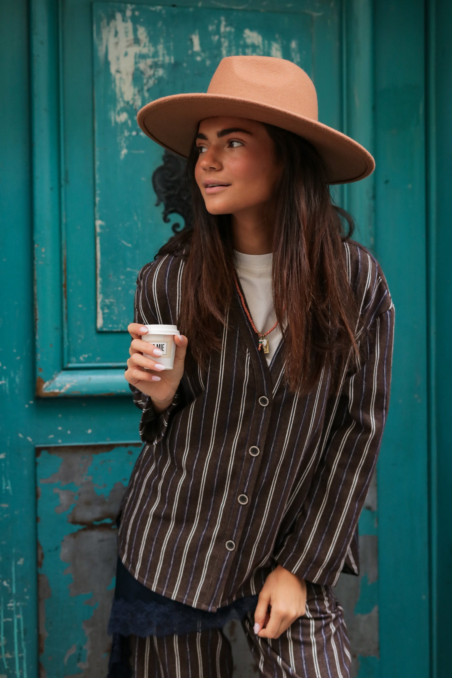 Chemise Rayures Café