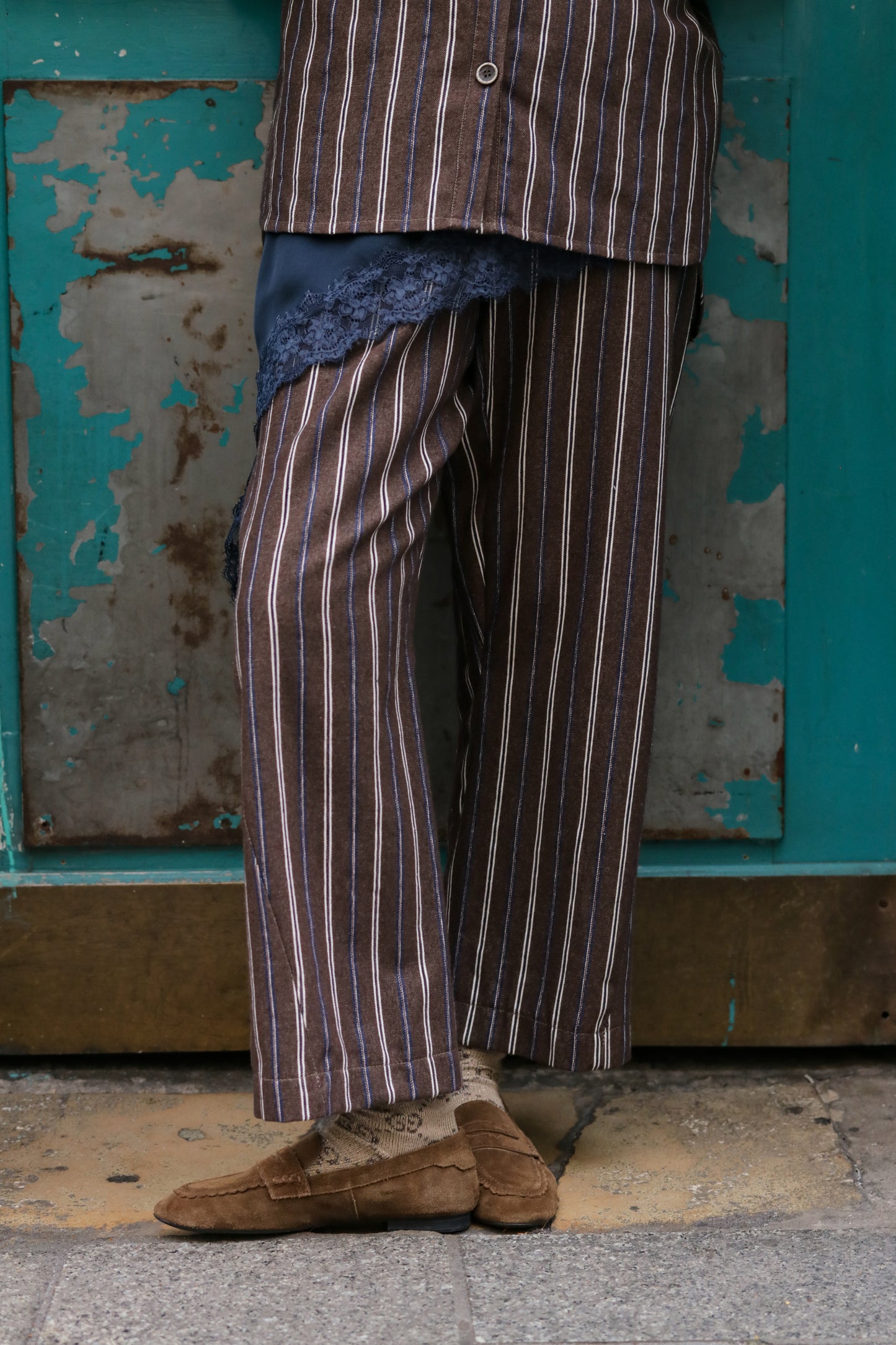 Pantalon Rayures Café