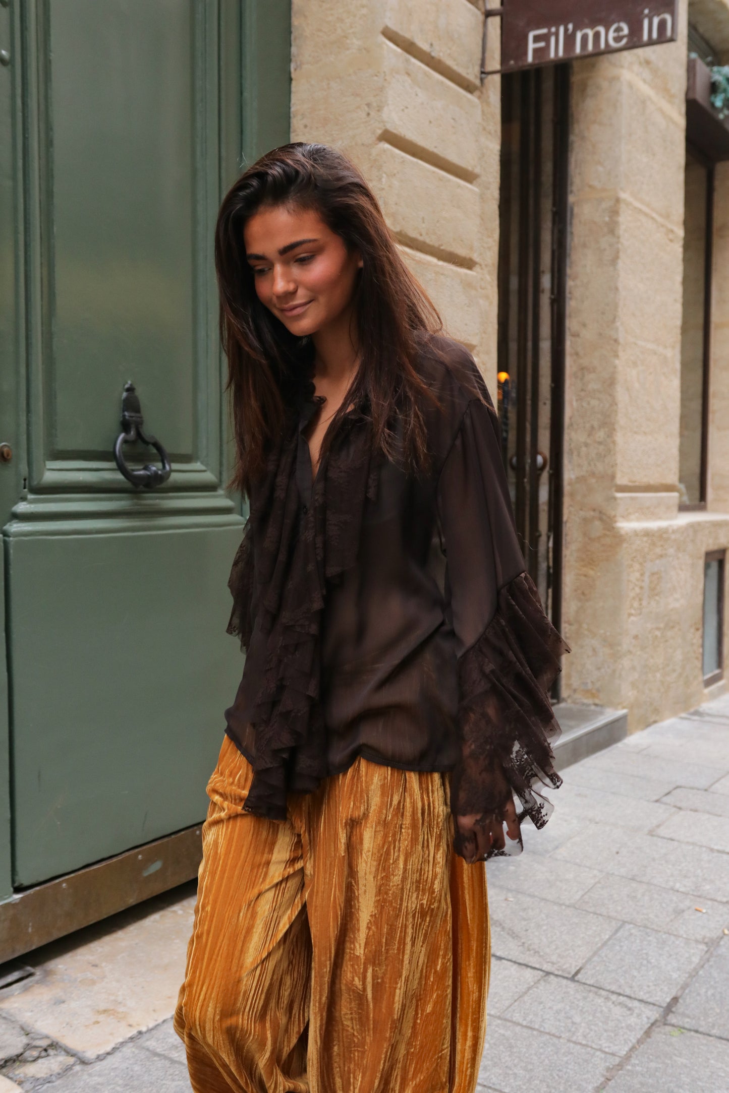 Chemise Volants Chocolat