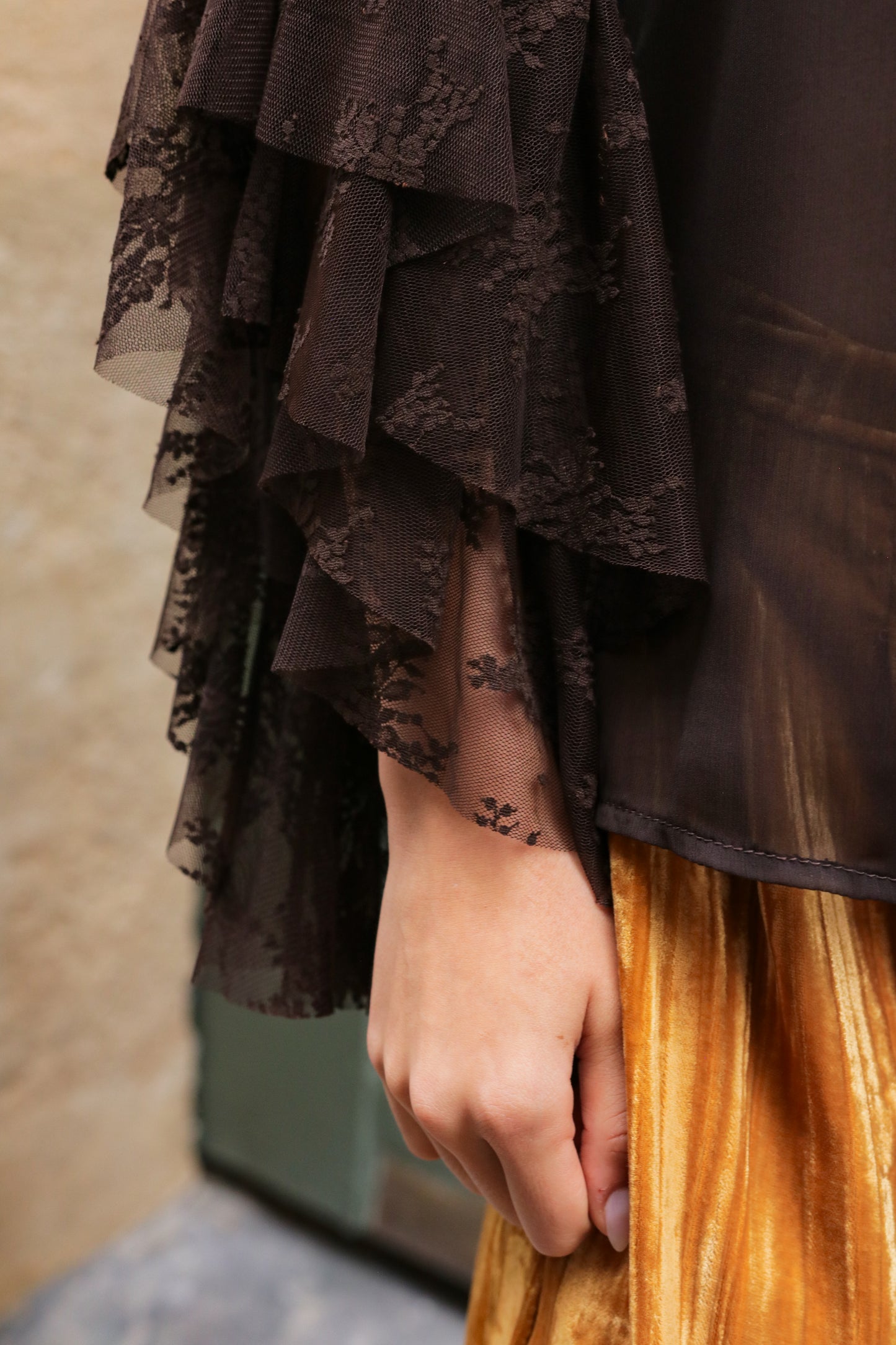 Chemise Volants Chocolat