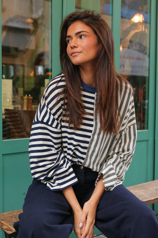 Top Rayures Duo Marine