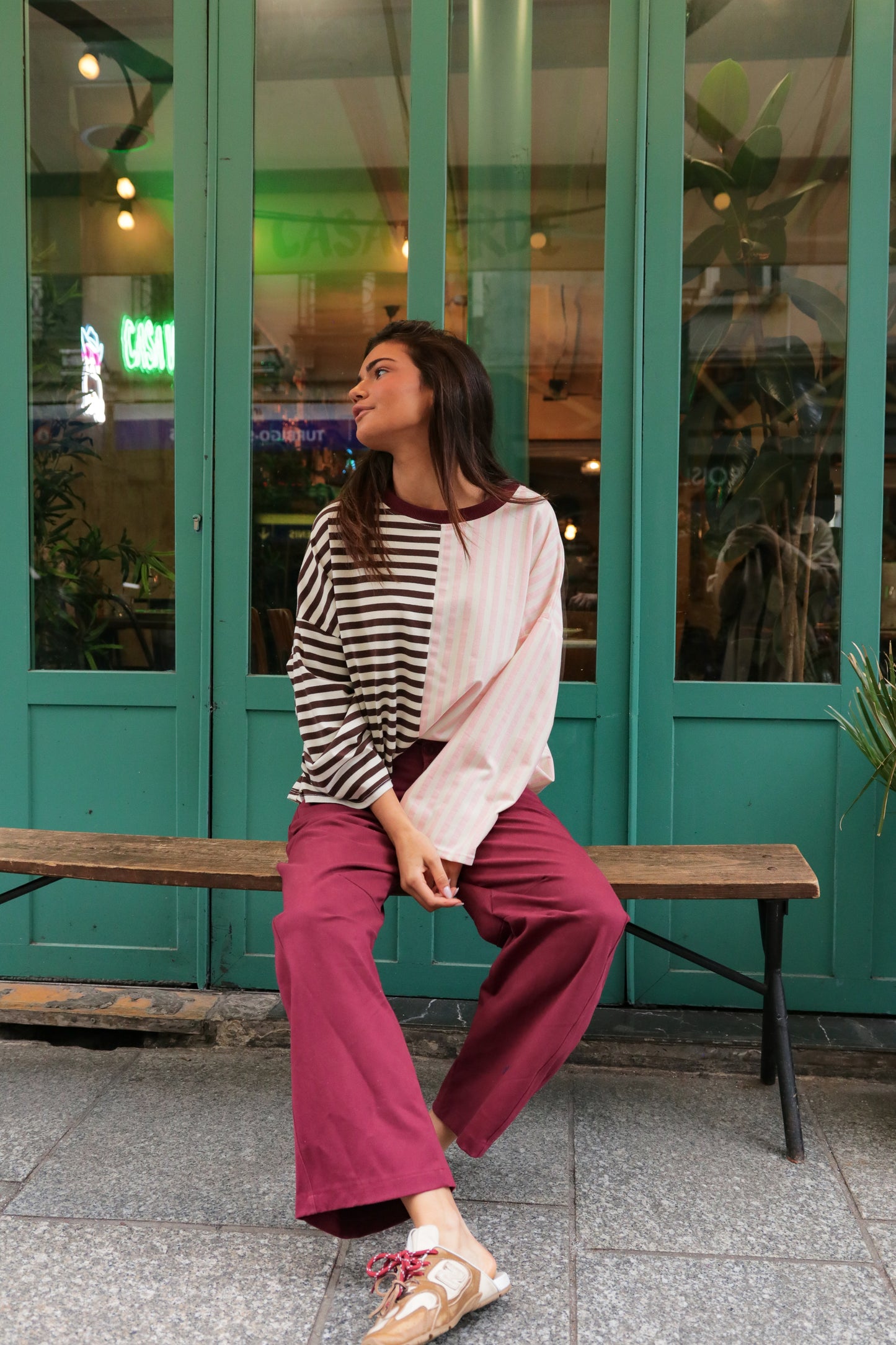 Top Rayures Cacao Rose