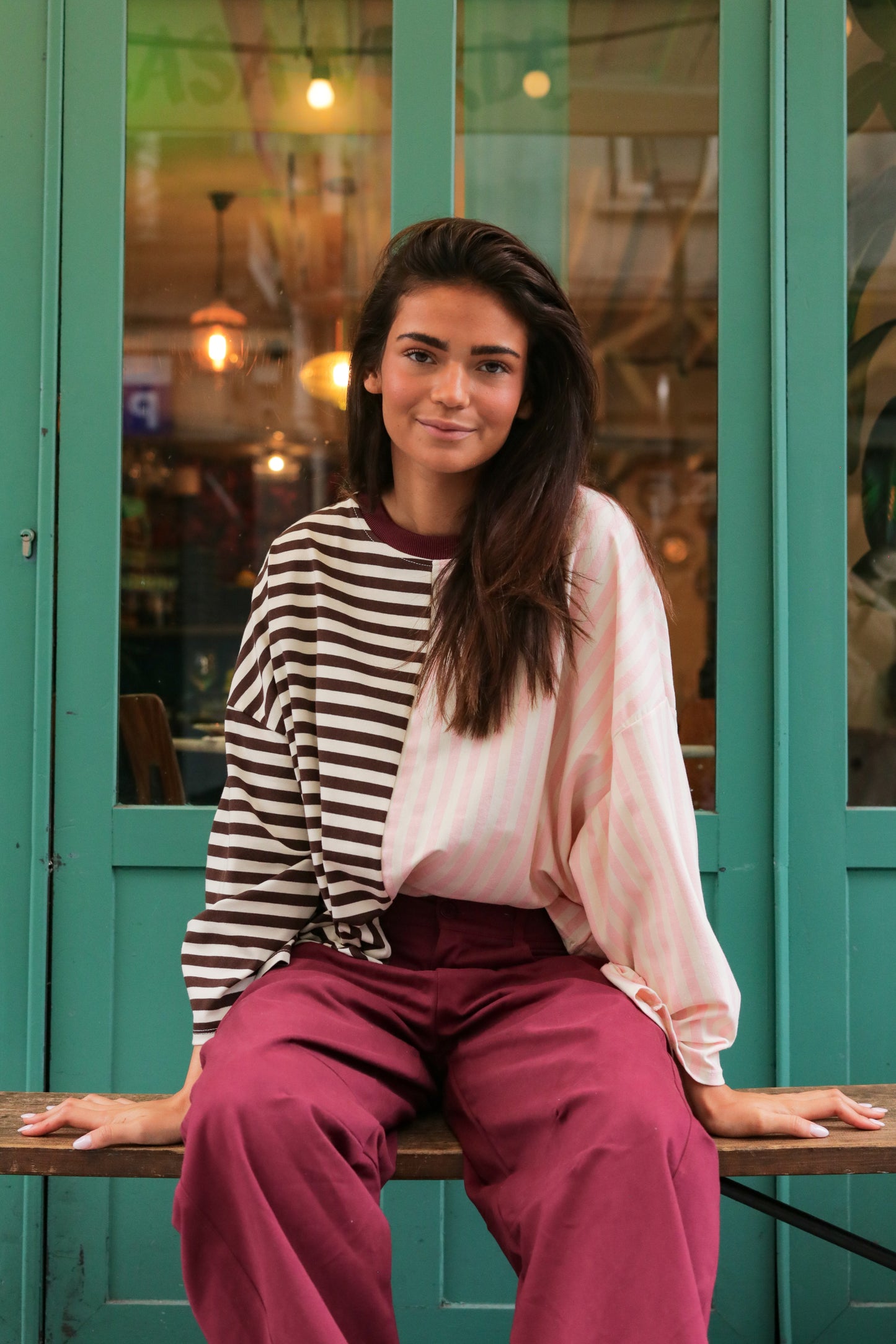 Top Rayures Cacao Rose