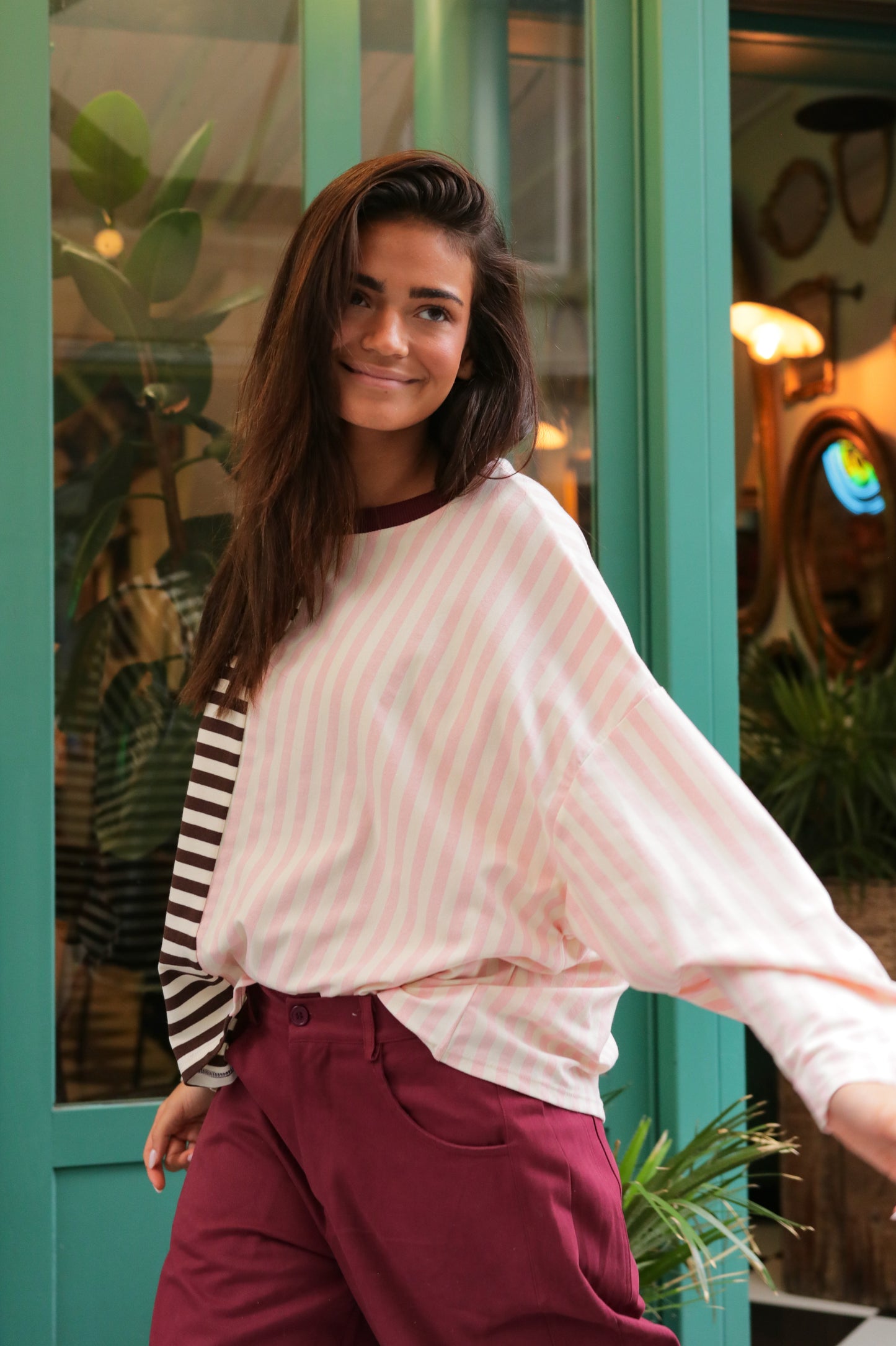 Top Rayures Cacao Rose